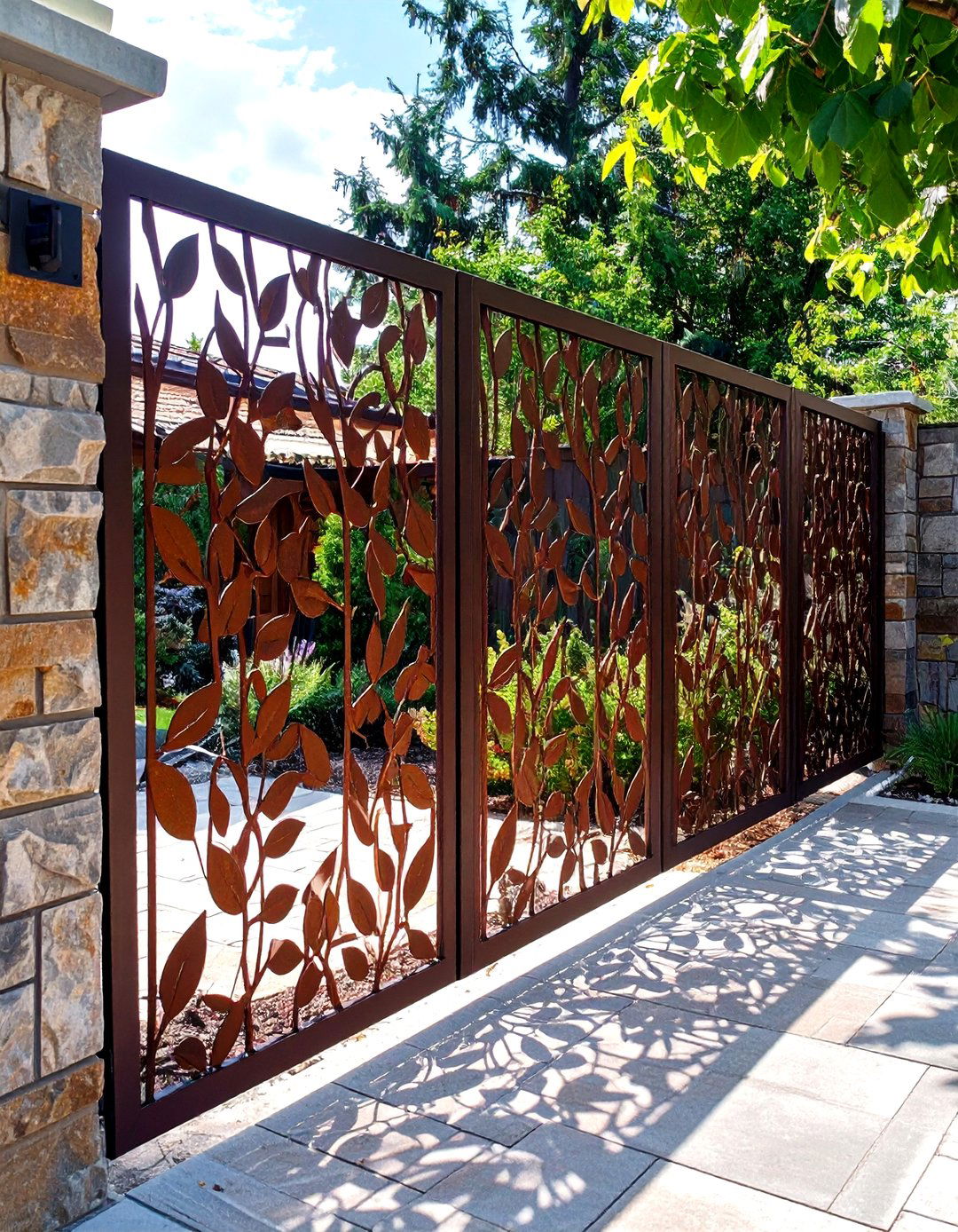 Laser Cut Metal Screen Privacy Fence - 30 privacy fence ideas for backyard
