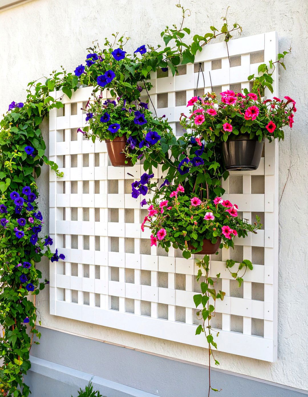 Lattice Panel Flower Wall - 30 vertical garden ideas