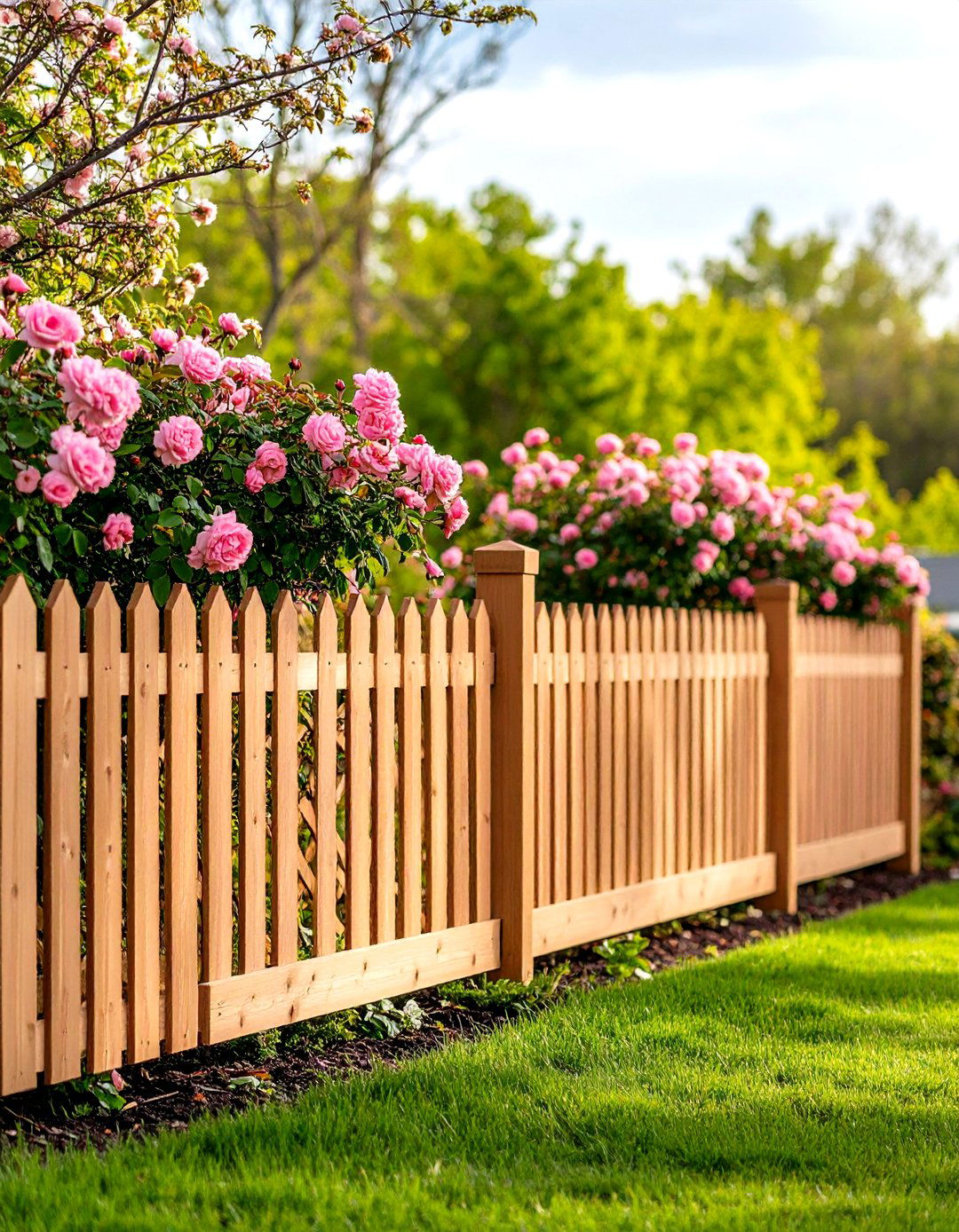 Lattice Top Wood Privacy Fence - 30 privacy fence ideas for backyard