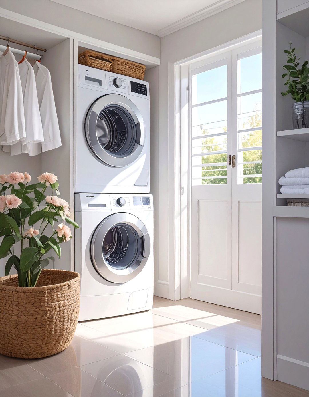 Laundry Closet with Bifold Doors - 30 tiny laundry room ideas