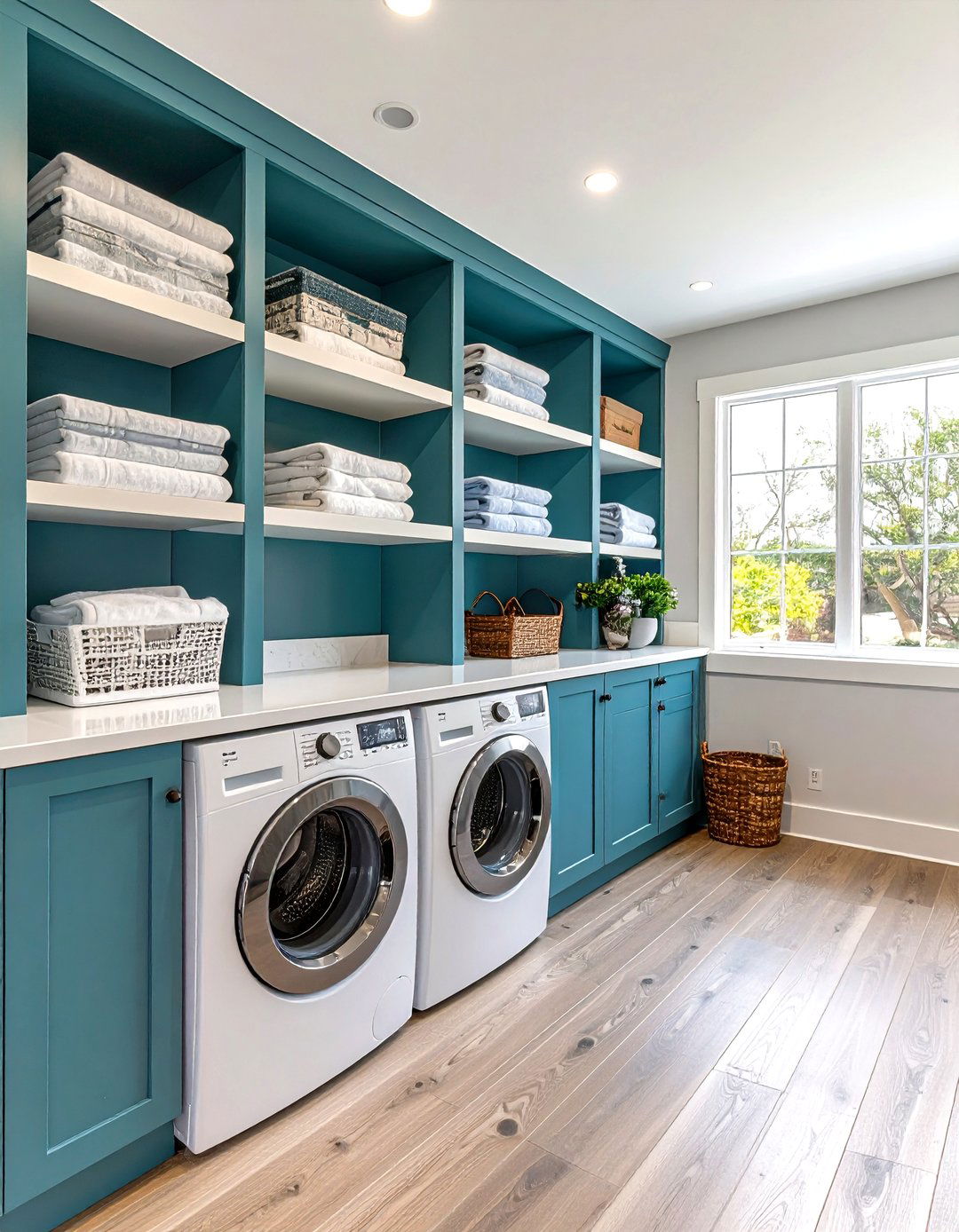 Laundry Room Shelves in an Alcove - 30 laundry room shelves ideas