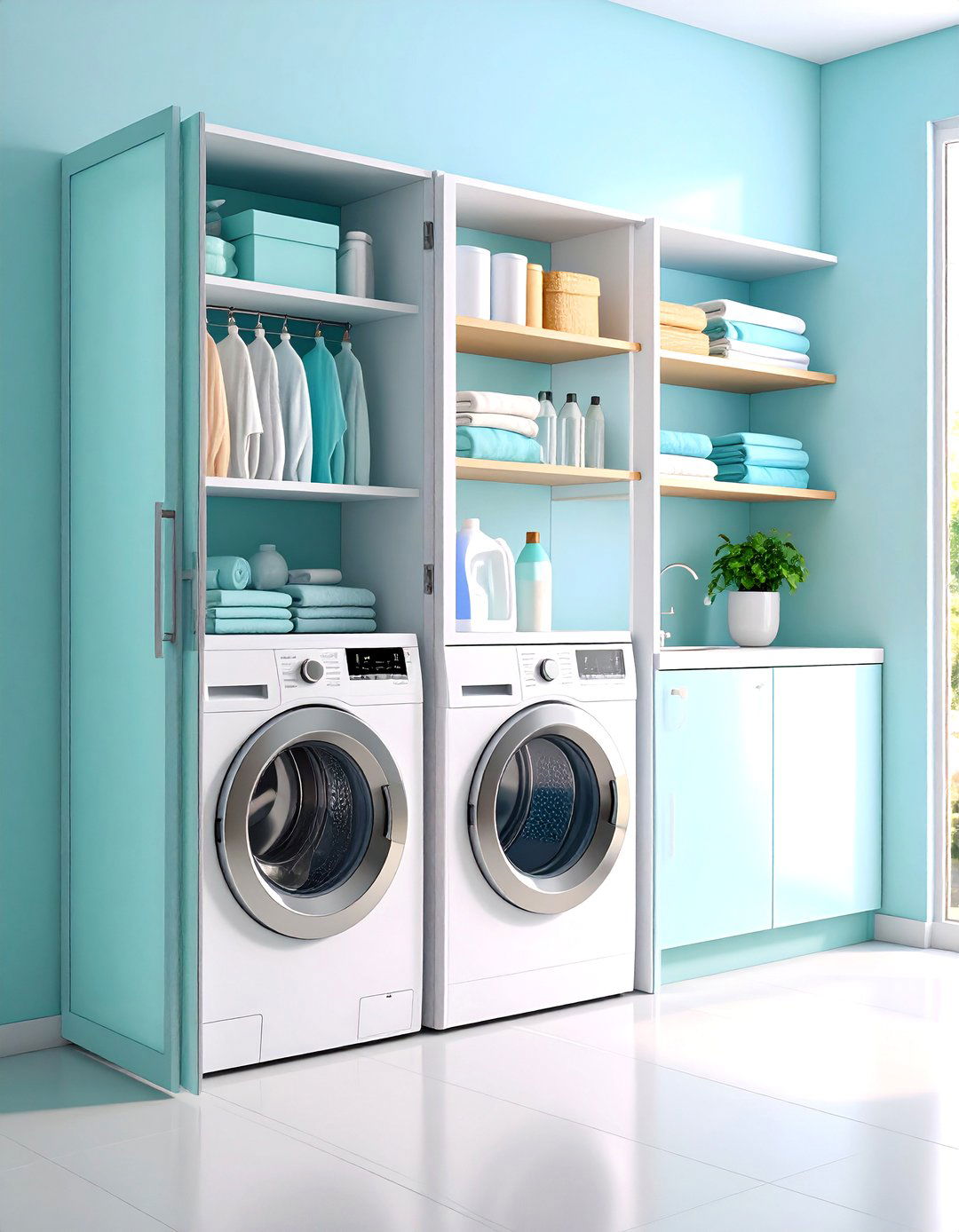 Laundry Room Shelves with Sliding Doors - 30 laundry room shelves ideas