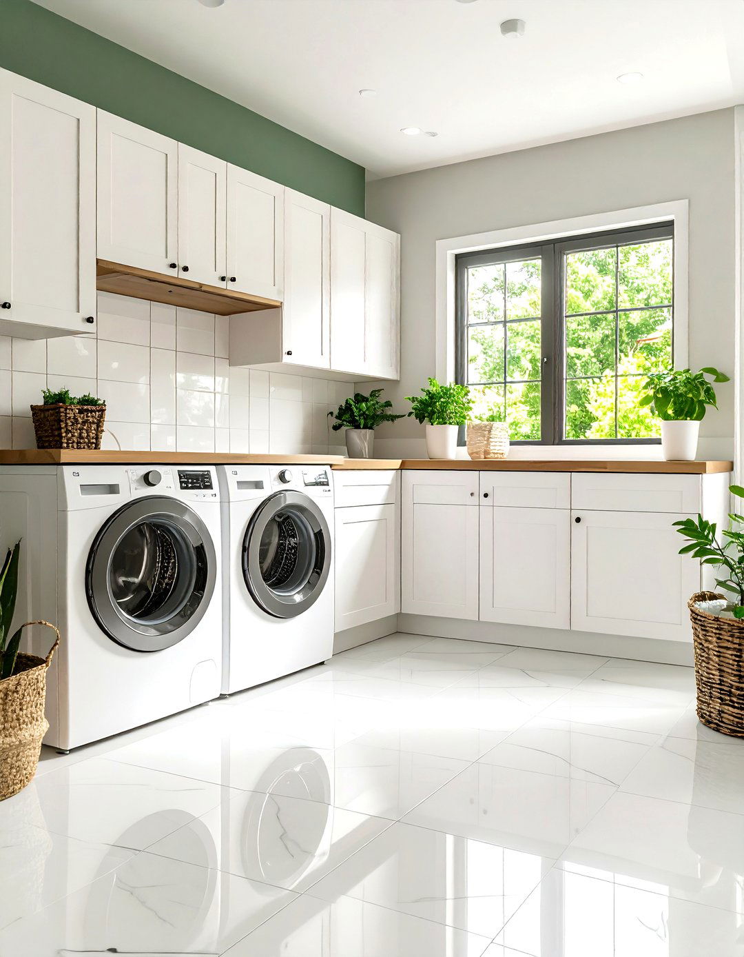 Laundry Room with Patterned Floor Tiles - 30 pinterest interior design ideas