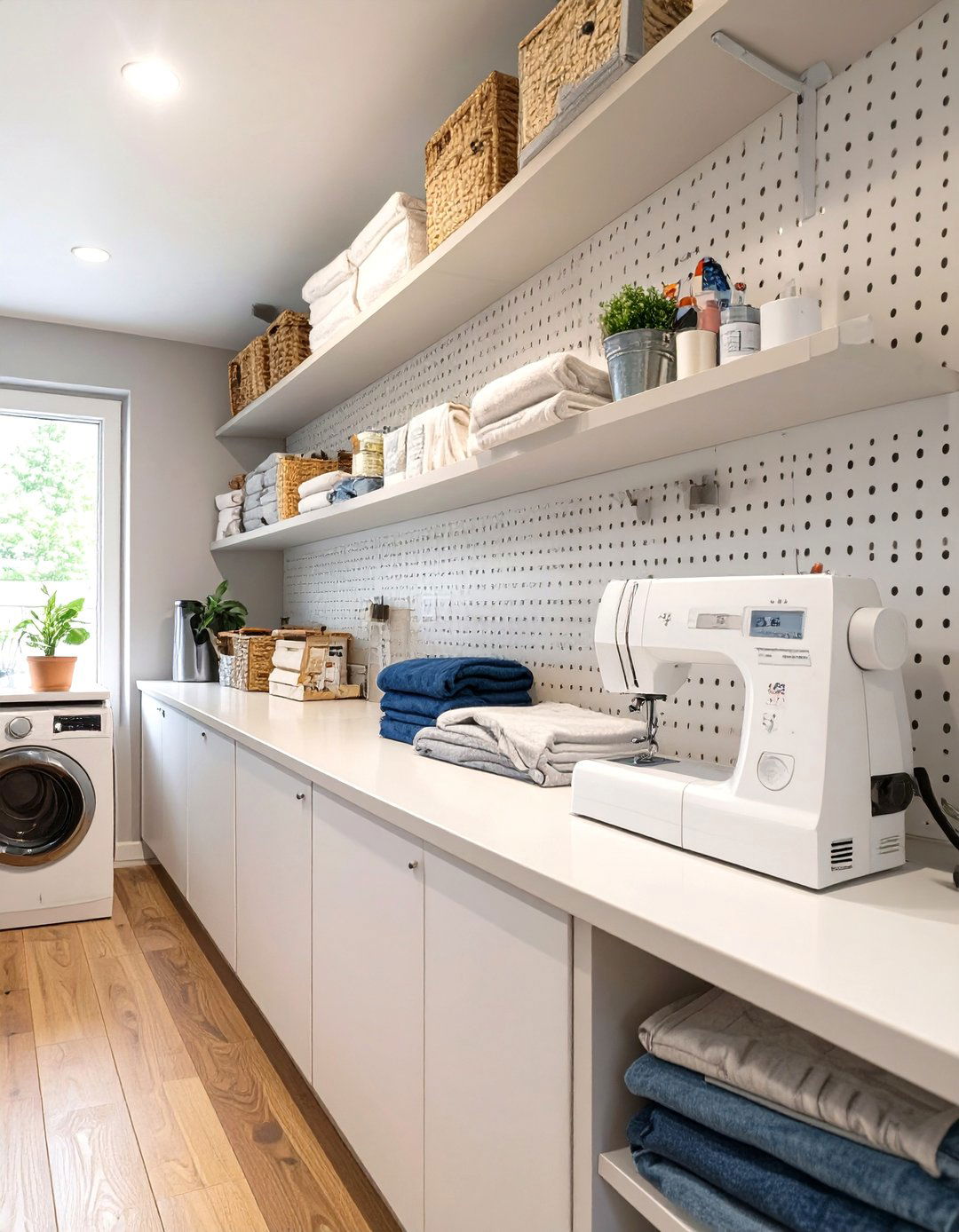 Laundry Room with a Crafting Corner - 30 ai laundry room design ideas
