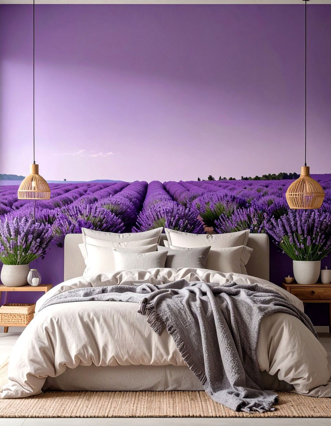 Lavender Field Bedroom Ambiance - 30 gradation in interior design ideas