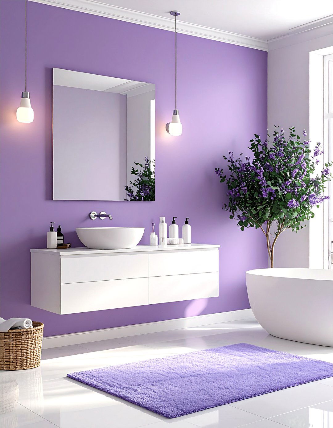 Lavender Spa Like Bathroom Accent Wall - 30 accent wall color ideas