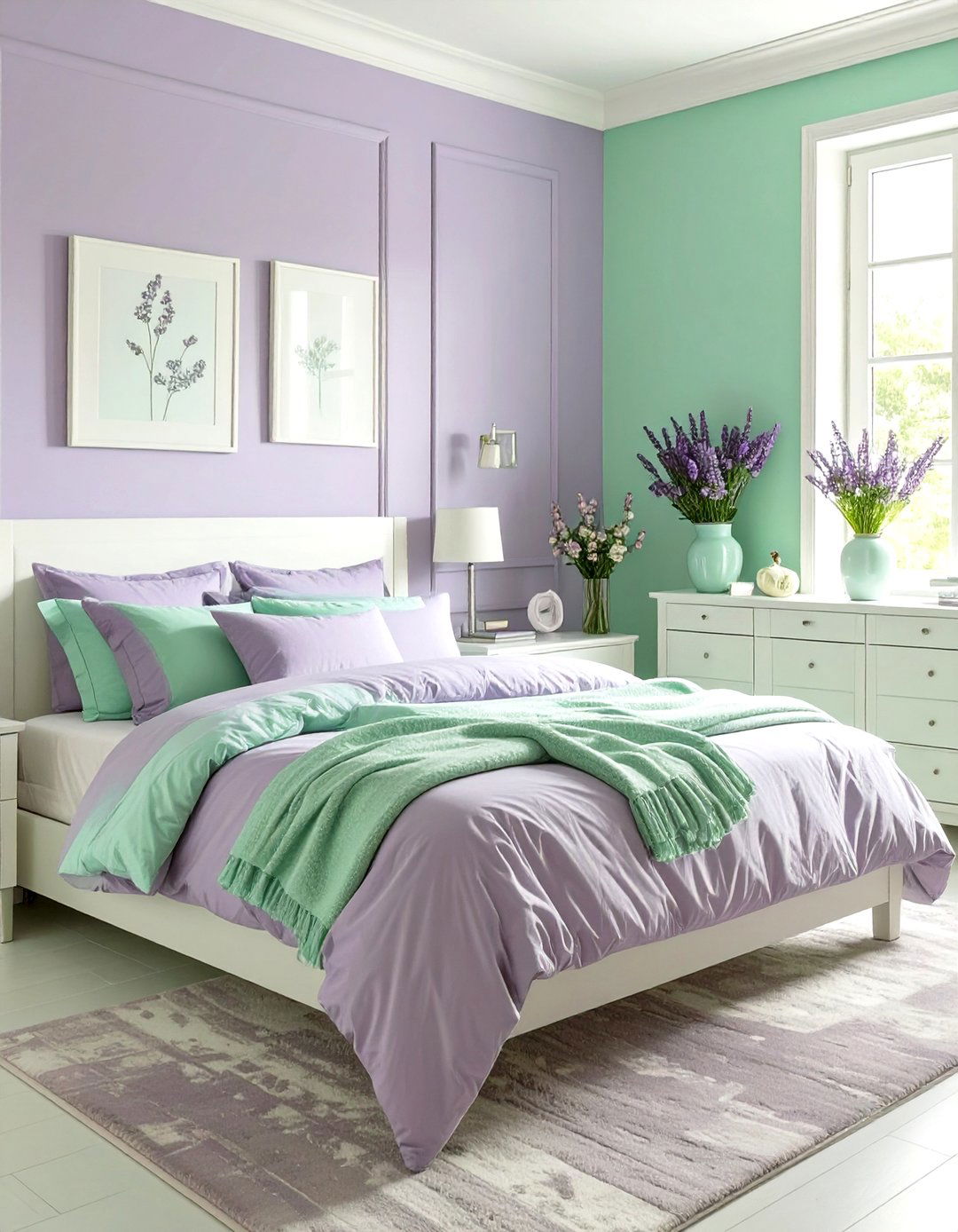 Lavender and Mint Green Bedroom - 30 modern purple bedroom ideas