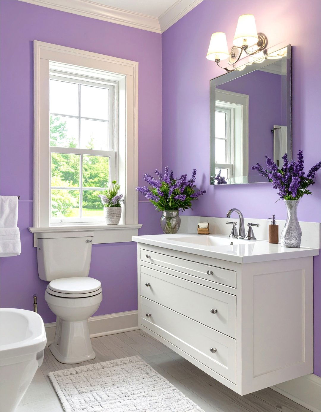 Lavender for a Hint of Whimsical Softness - 30 small bathroom bathroom color ideas