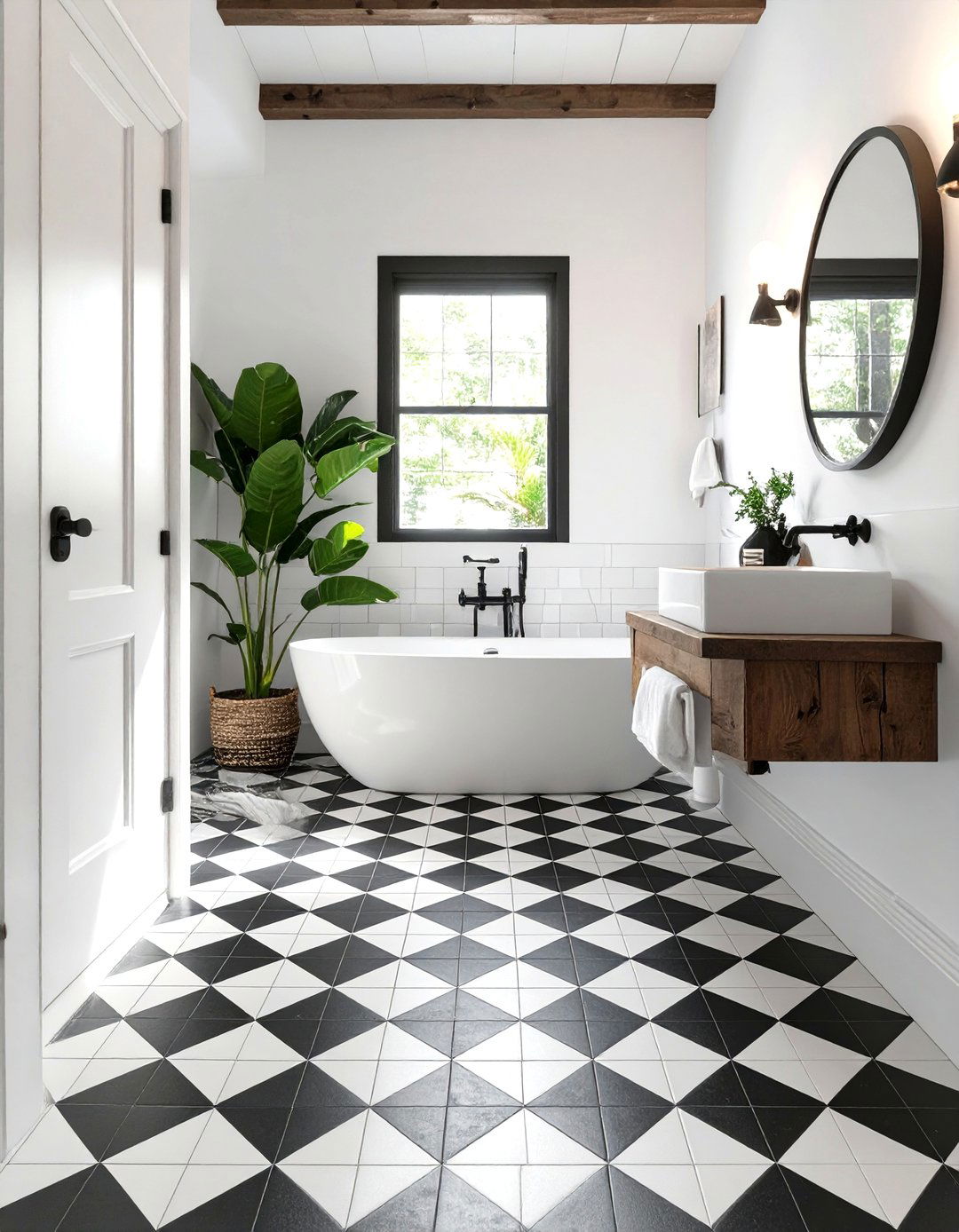Lay Down Patterned Floor Tiles - 30 small bathroom decorating ideas