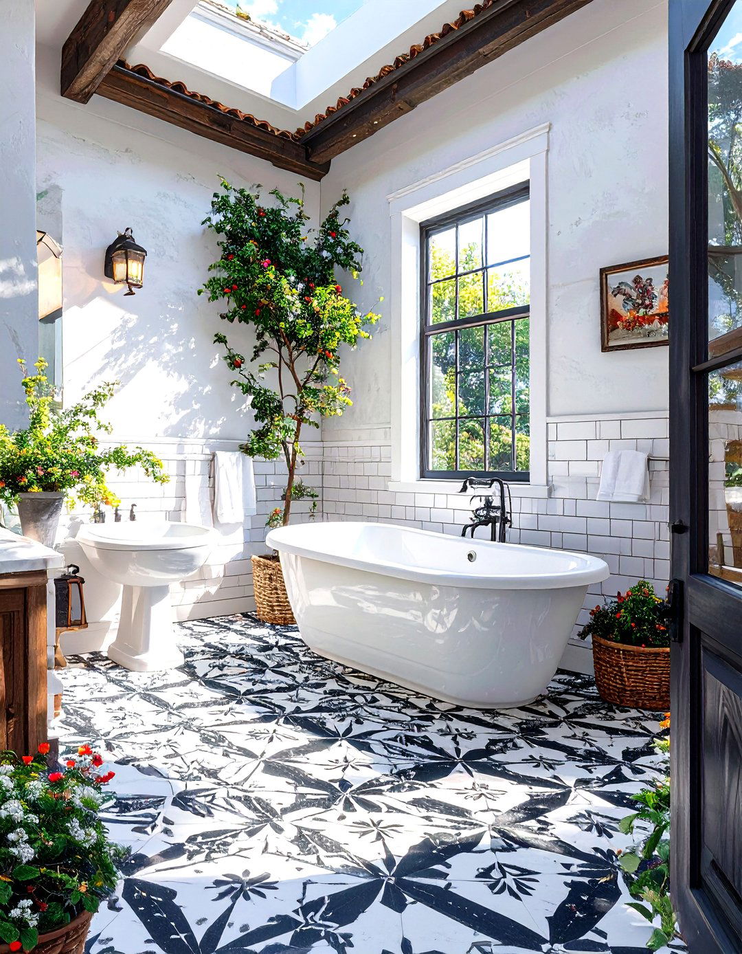 Lay Down Statement Floor Tiles - 30 small guest bathroom ideas
