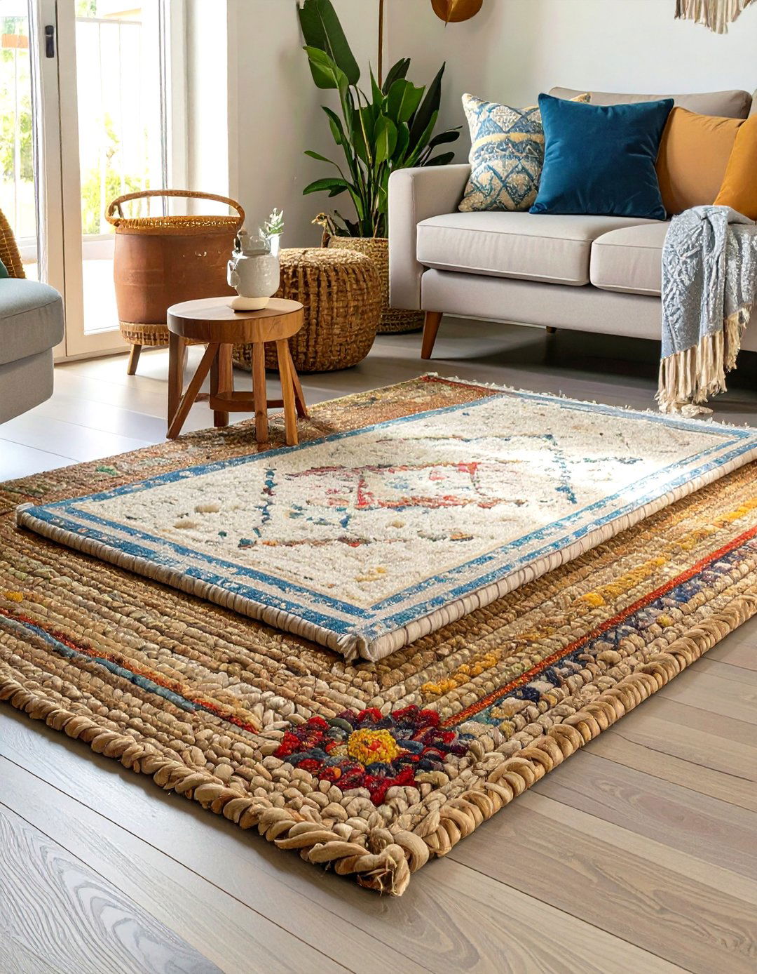 Layer Multiple Textured Rugs - 30 small warm and cozy living room ideas