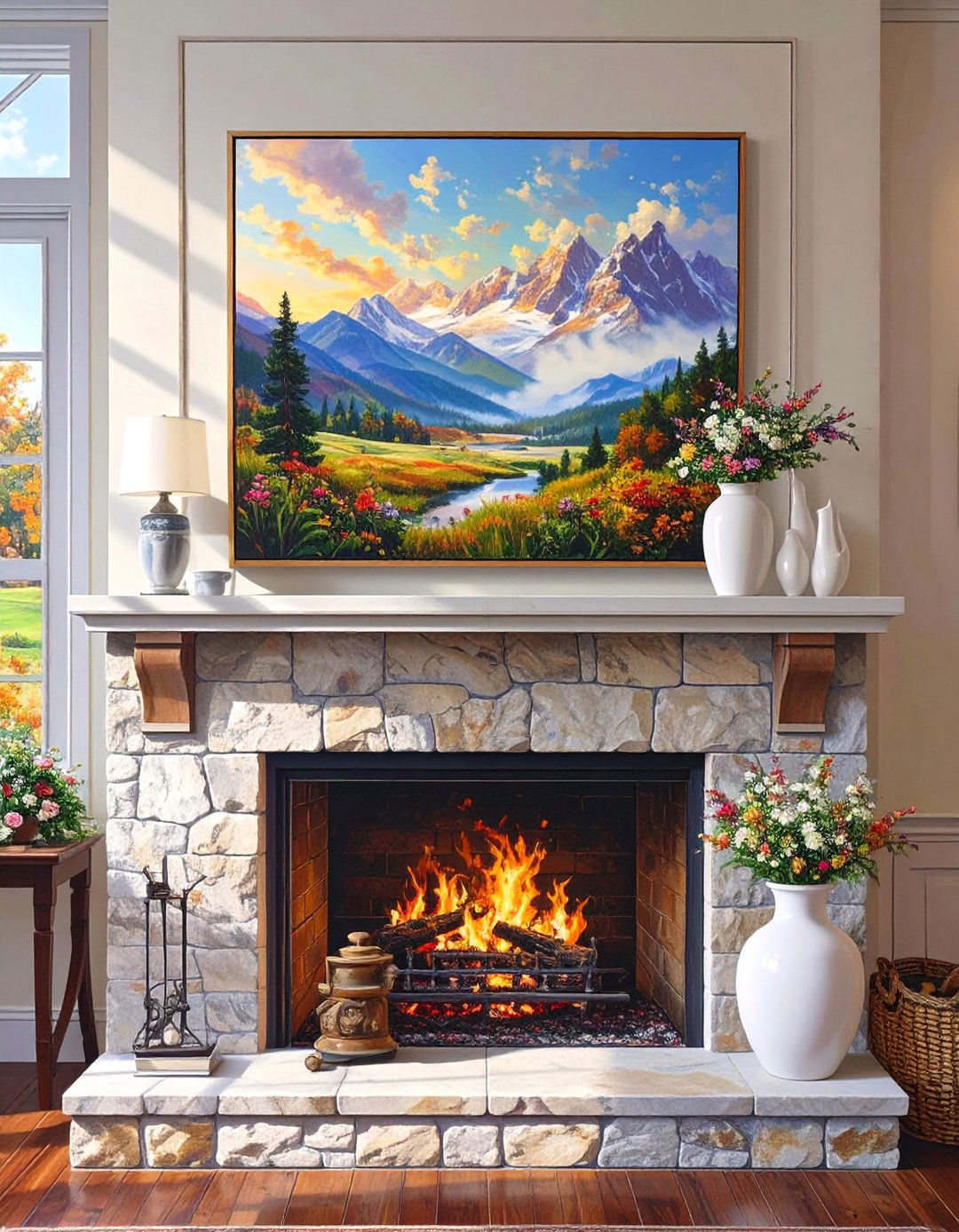 Layered Art on a Mantel or Shelf - 30 modern farmhouse wall decor ideas
