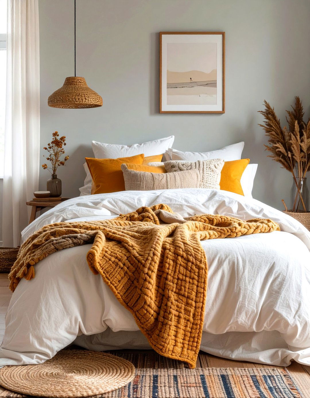 Layered Bedding with Natural Fabrics - 30 simple bedroom ideas