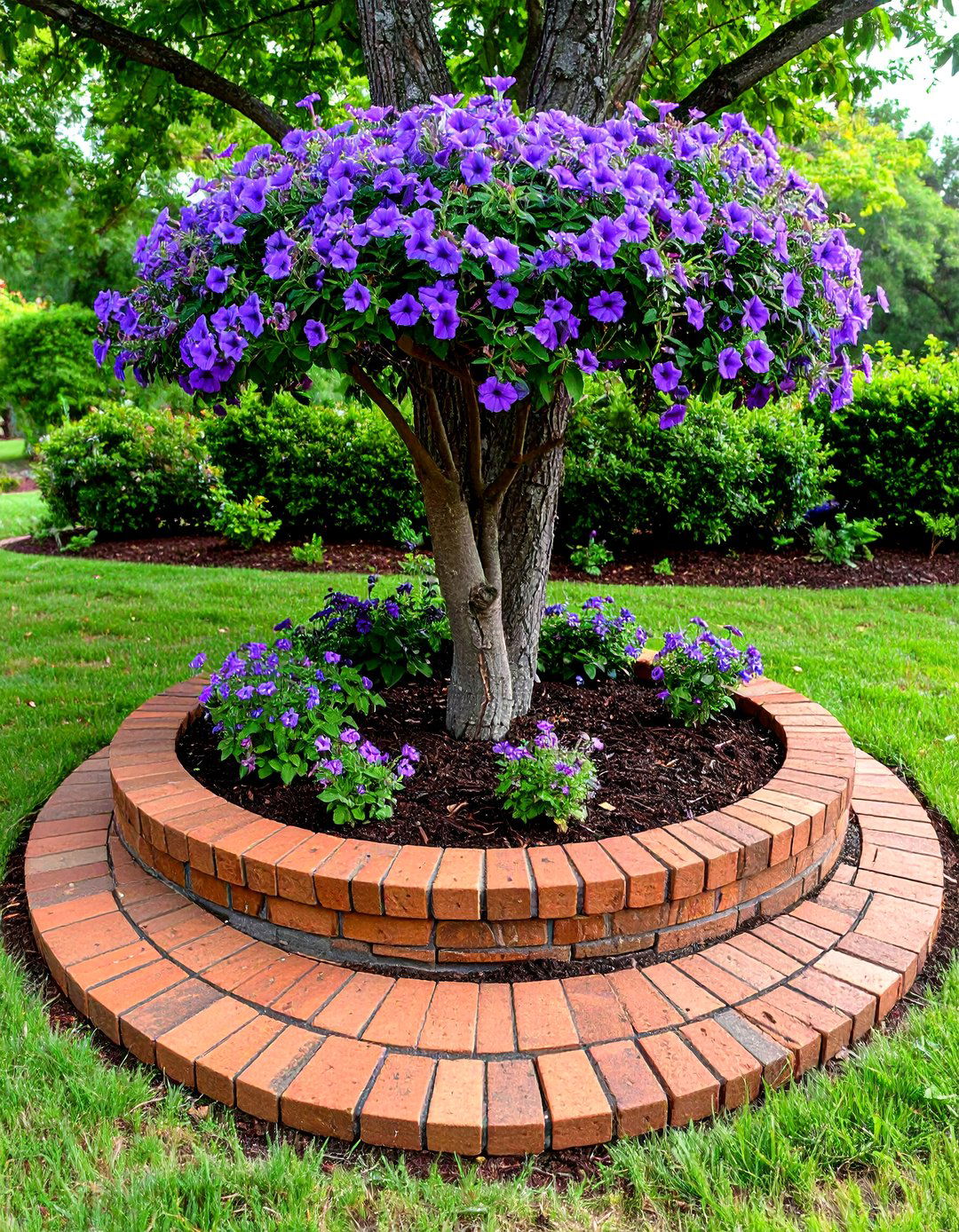 Layered Brick Tree Ring Border - 30 landscape tree ring ideas