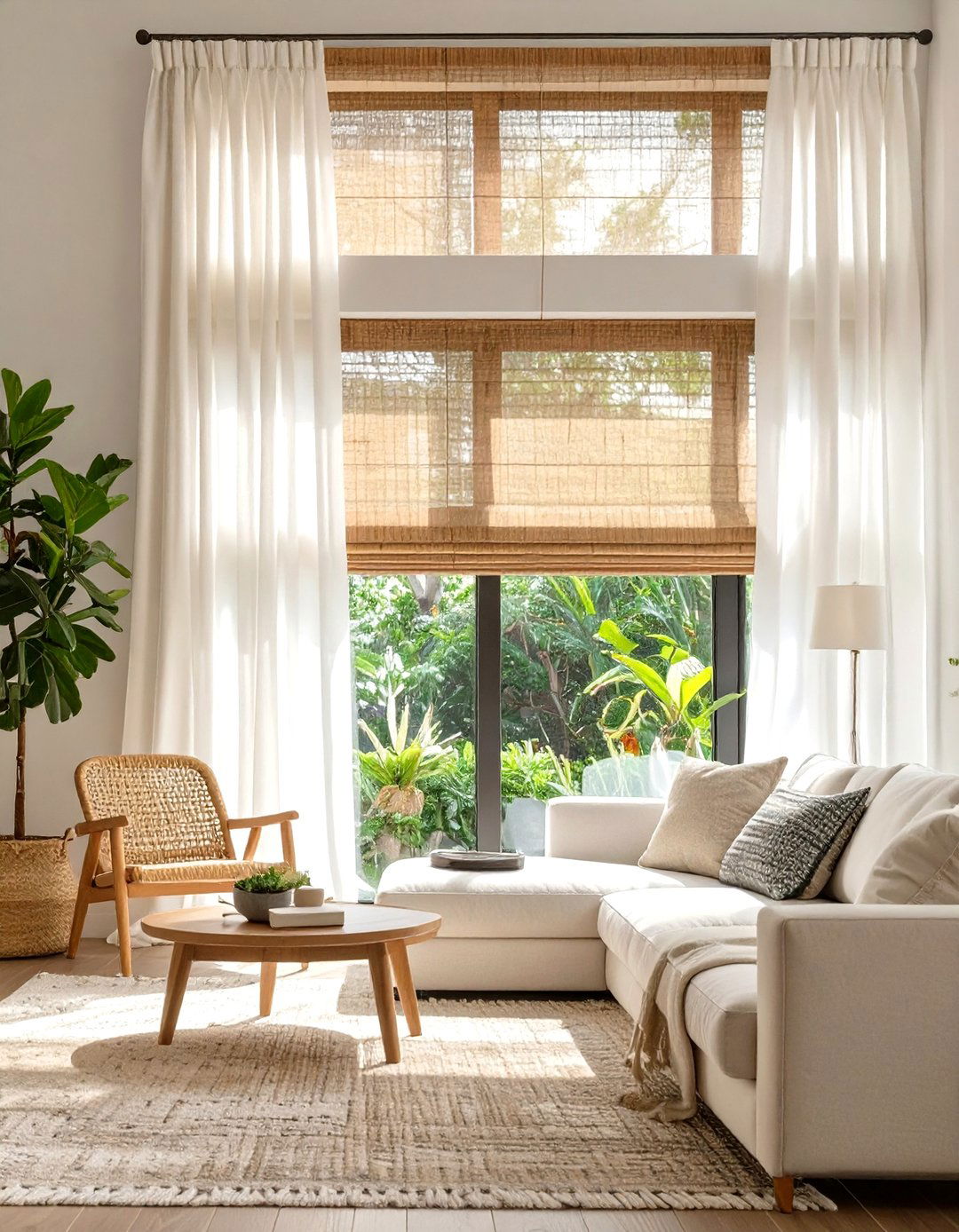 Layered Curtains and Blinds - 30 window treatment ideas for living room