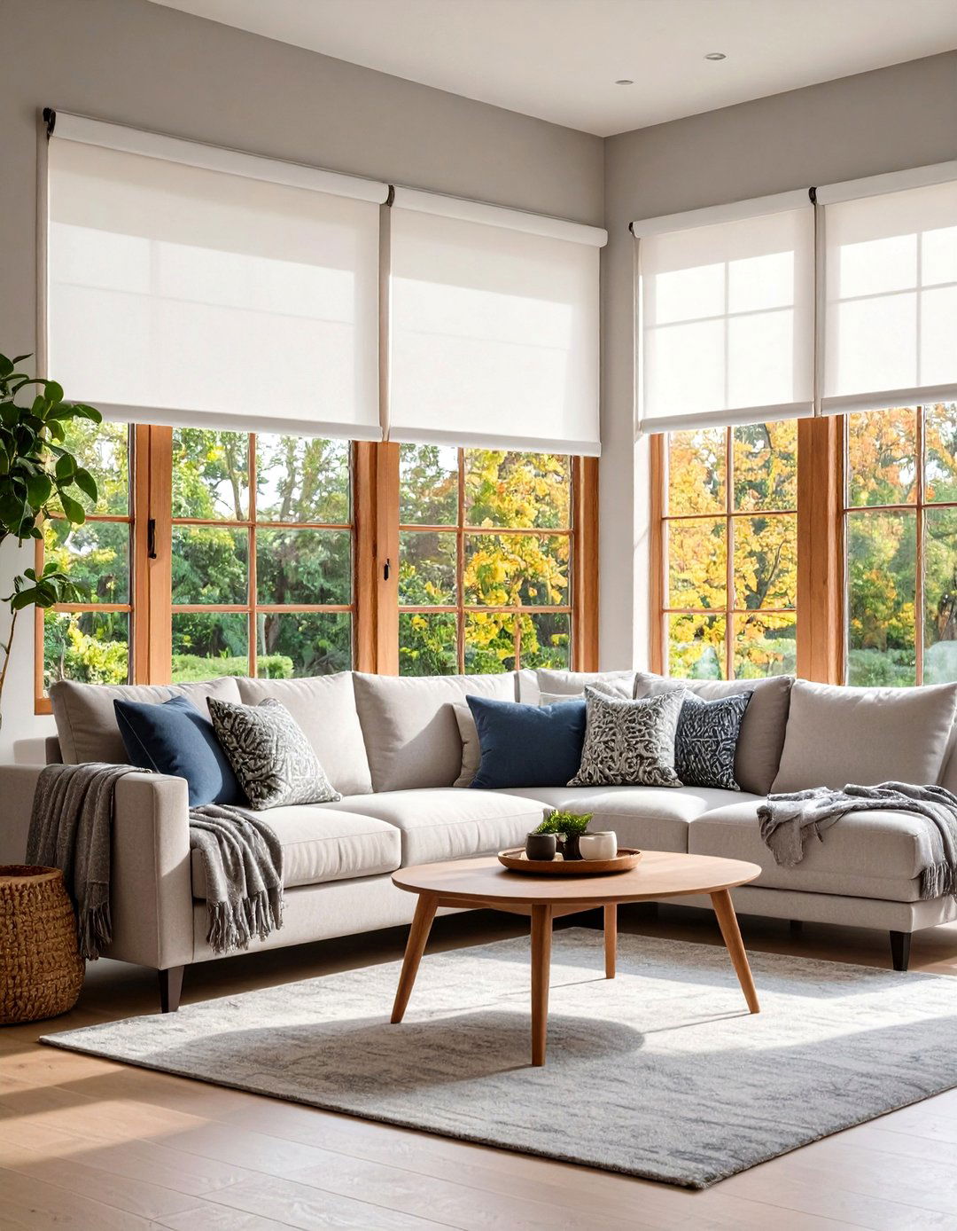 Layered Curtains and Shades for Versatility - 30 living room window treatment ideas