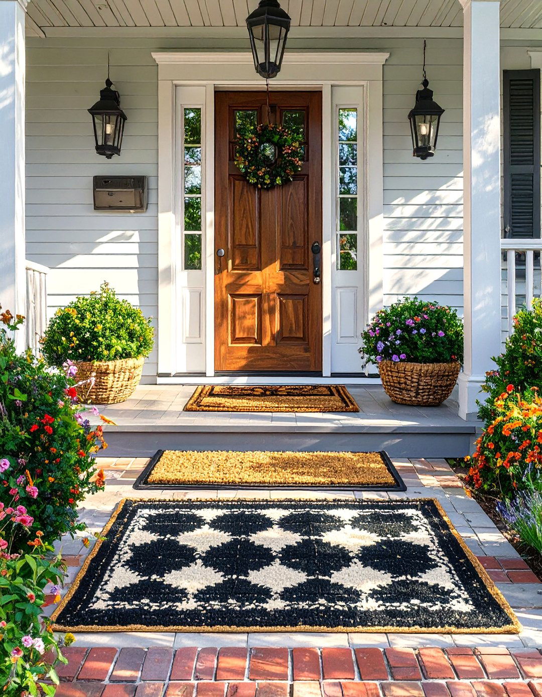 Layered Doormats for a Stylish Porch Welcome - 30 simple porch design ideas