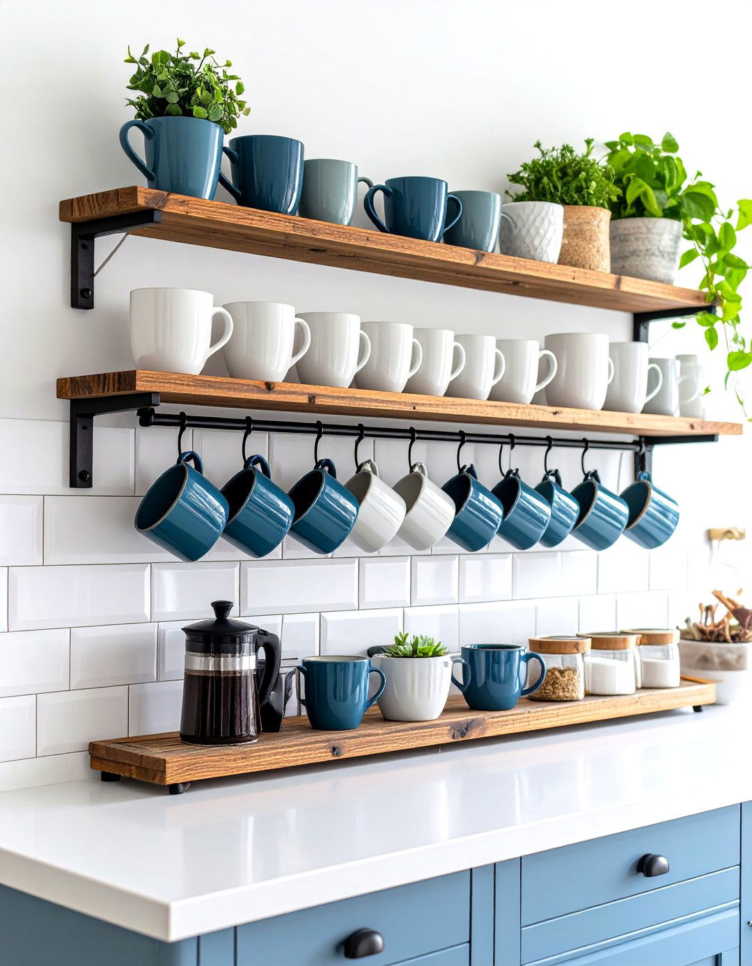 Layered Frames on a Picture Ledge - 30 farmhouse wall decor ideas
