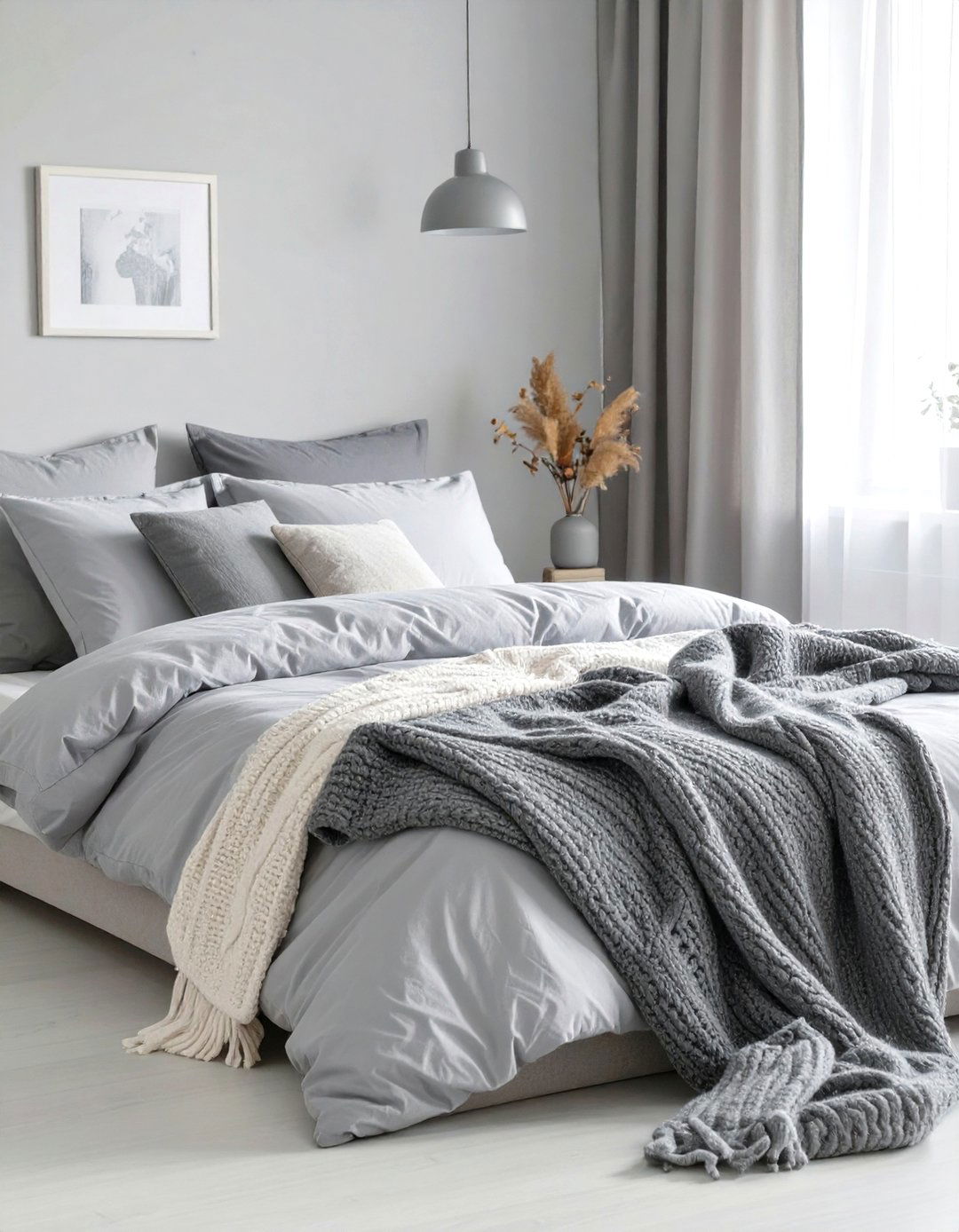 Layered Grey Bedding for a Cozy Feel - 30 simple grey bedroom ideas