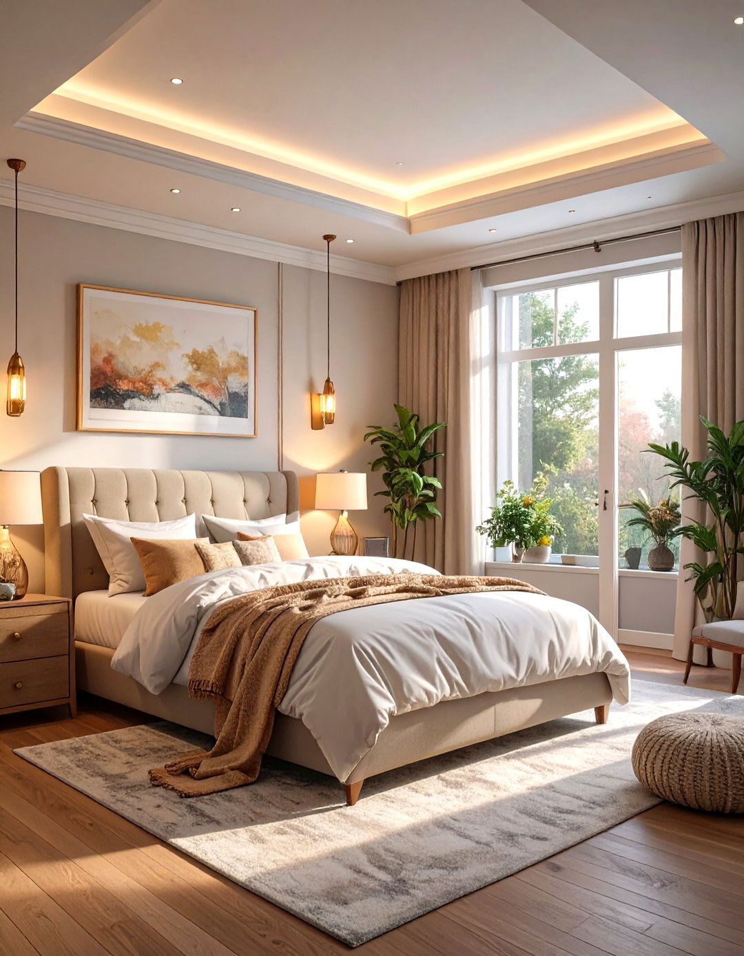 Layered Lighting Design - 30 small master bedroom ideas