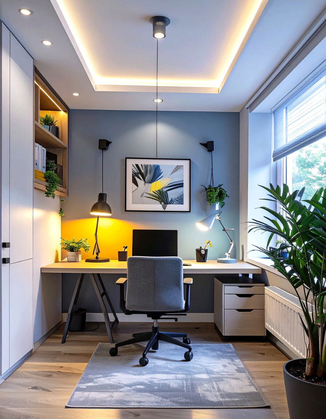 Layered Lighting Design - 30 small office interior design ideas
