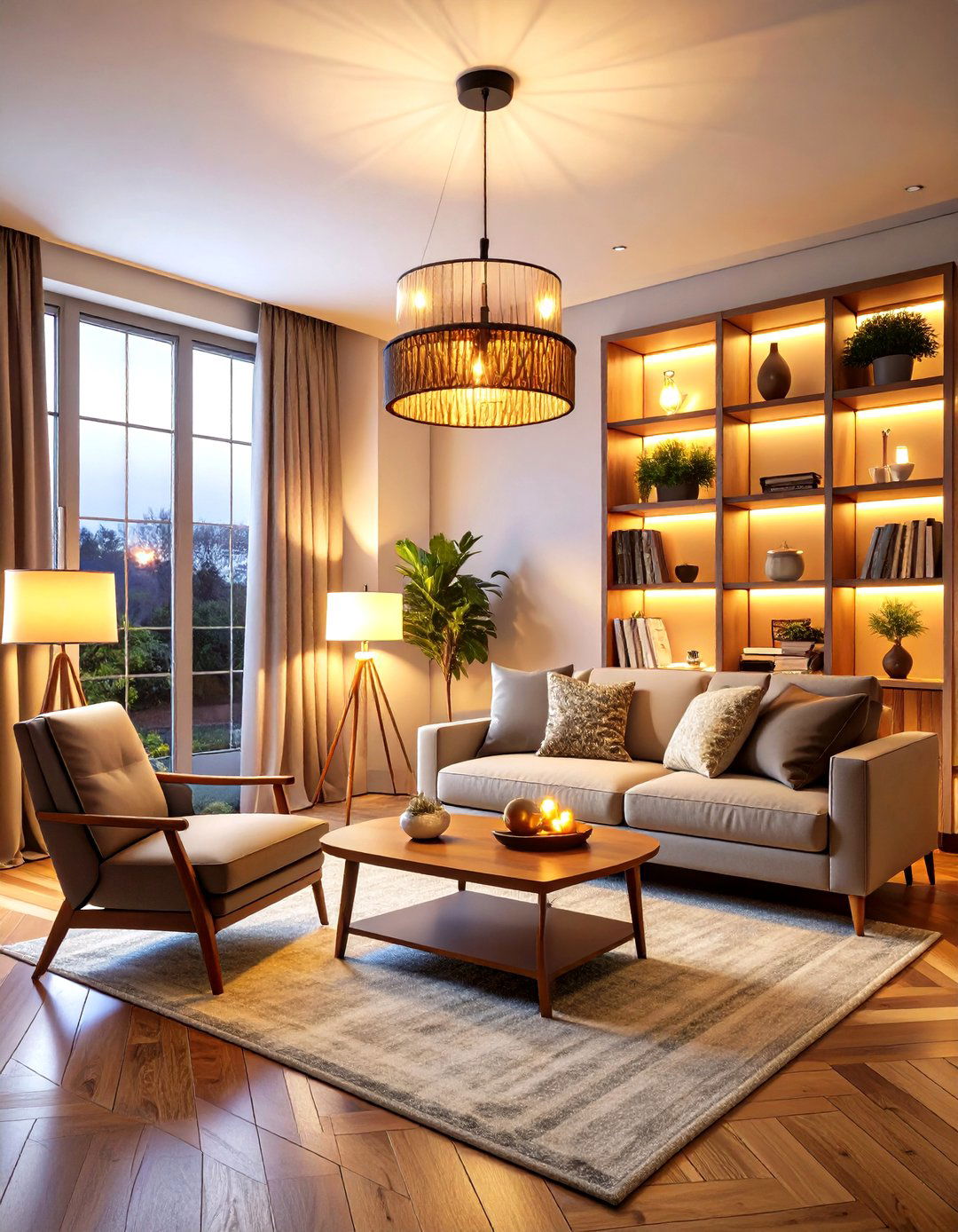 Layered Lighting Scheme - 30 pottery barn living room ideas