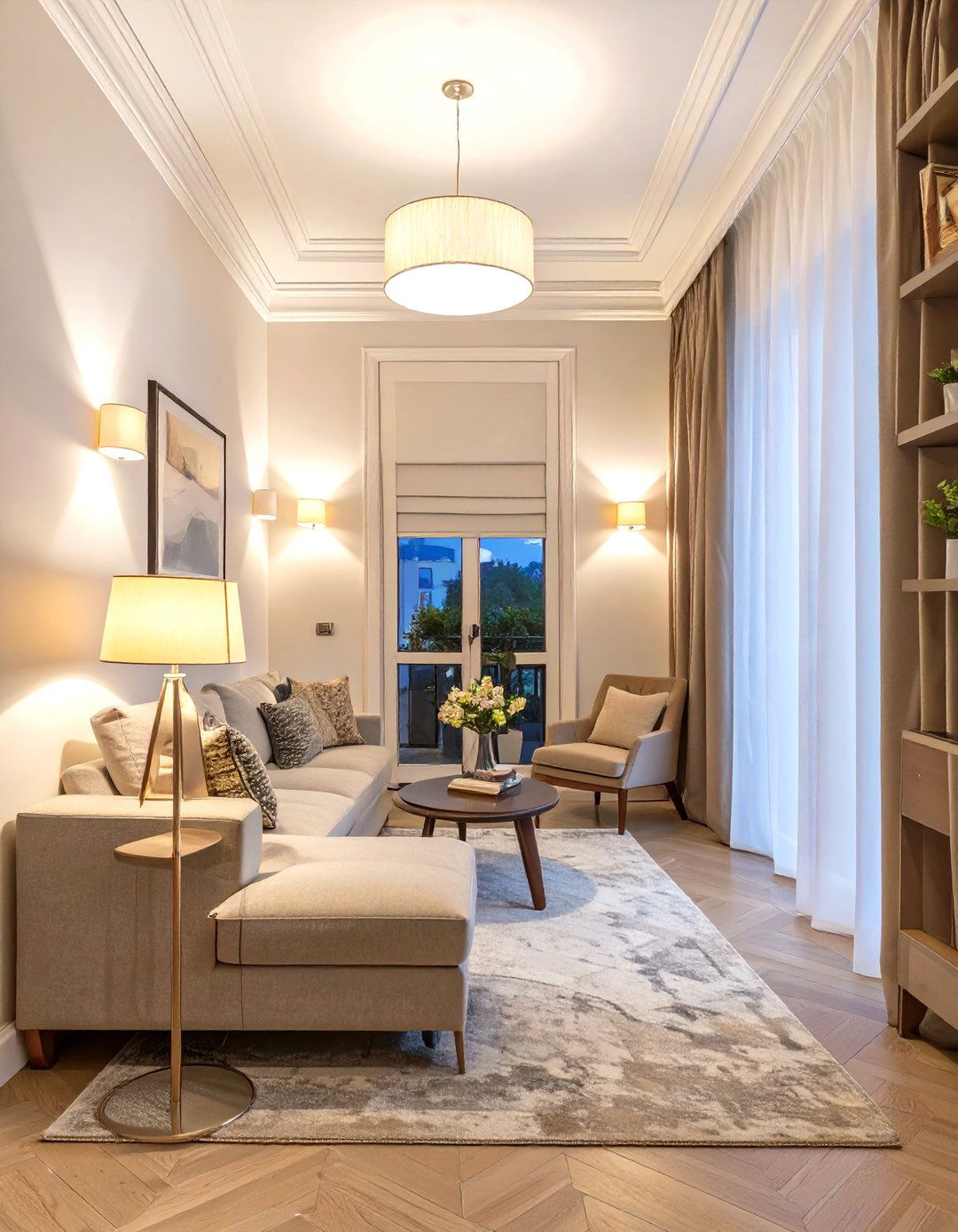 Layered Lighting Schemes - 30 narrow living room ideas