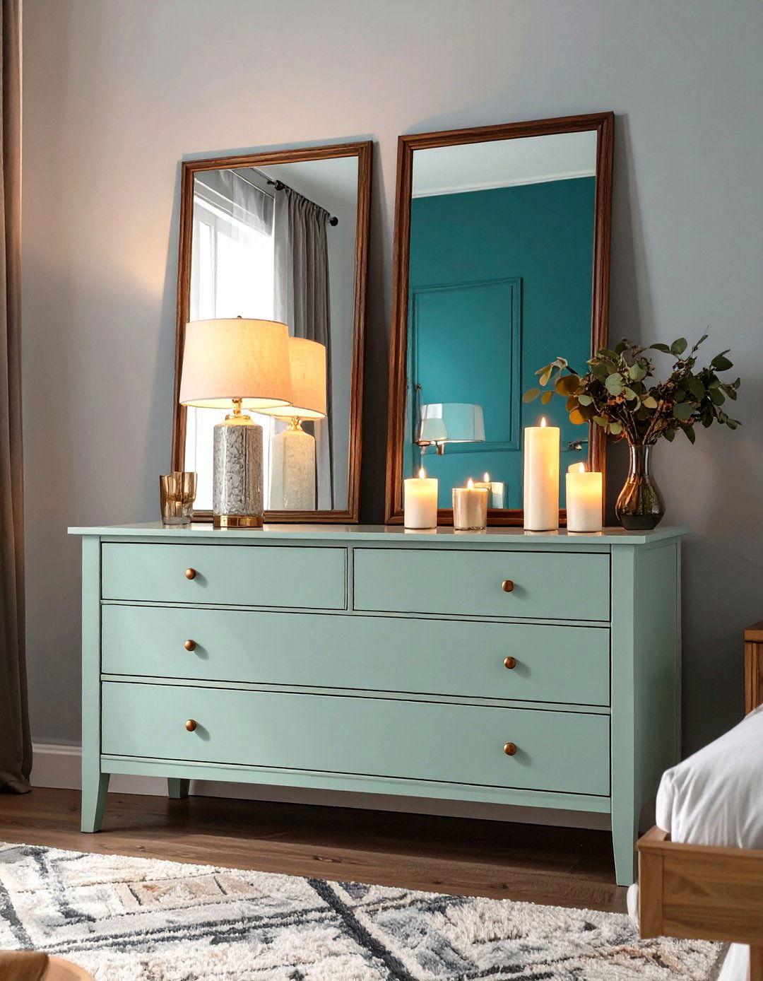 Layered Lighting and Bedroom Mirrors - 30 master bedroom dresser decor ideas