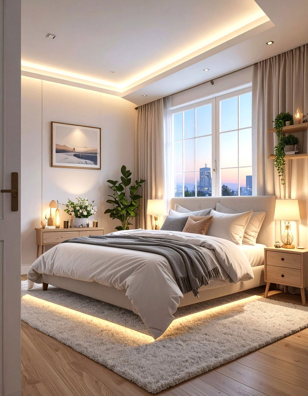 Layered Lighting in Small Bedrooms - 30 small bedroom interior design ideas