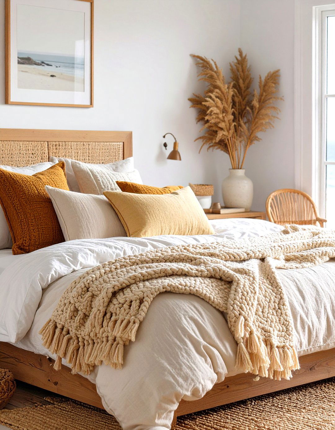 Layered Neutral Bedding - 30 seaside modern coastal bedroom ideas