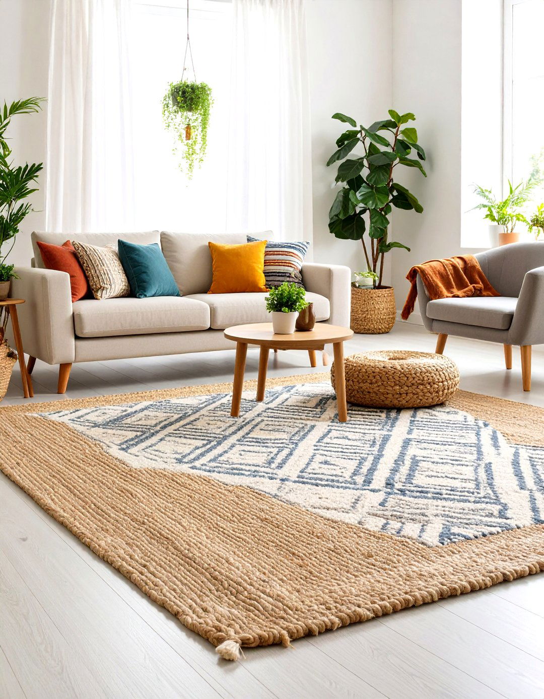 Layered Neutral Rugs - 30 pottery barn living room ideas