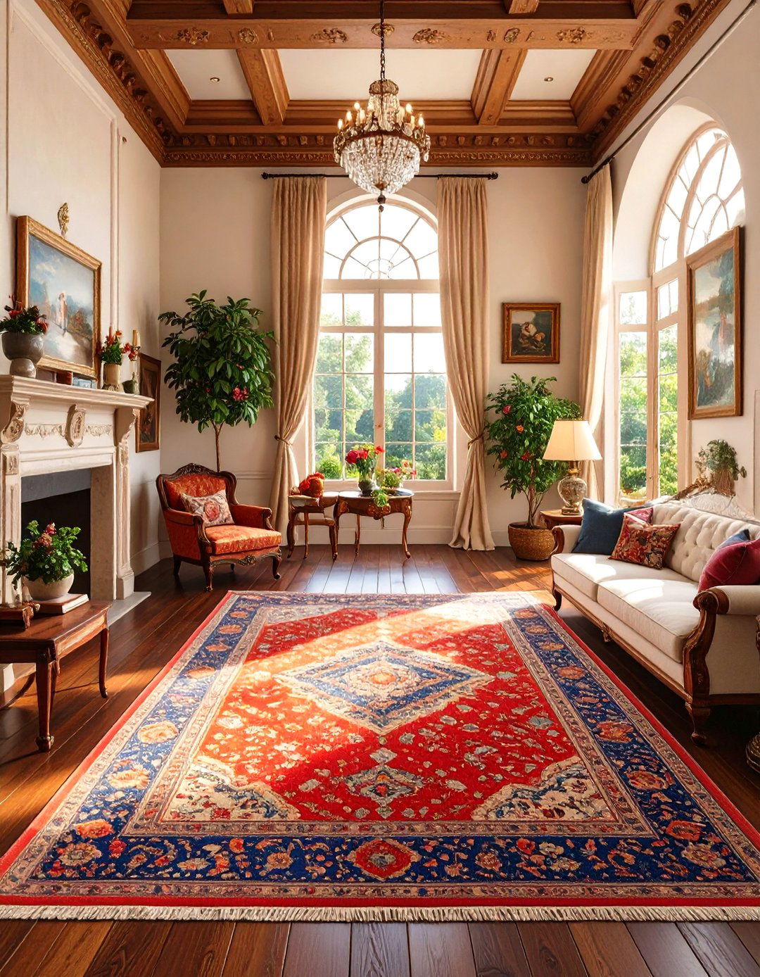 Layered Oriental and Persian Rugs - 30 victorian interior design ideas