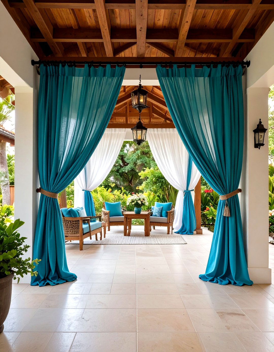 Layered Patio Curtains for Versatility - 30 patio curtain ideas