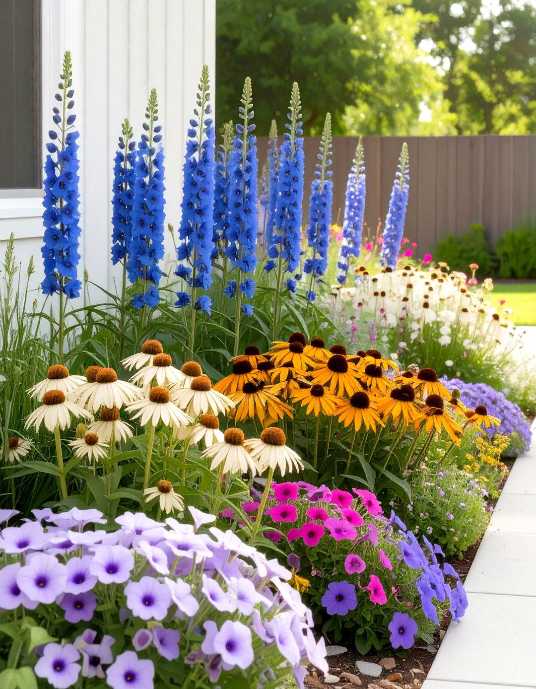 Layered Planting in Flower Beds - 30 simple front yard landscaping ideas
