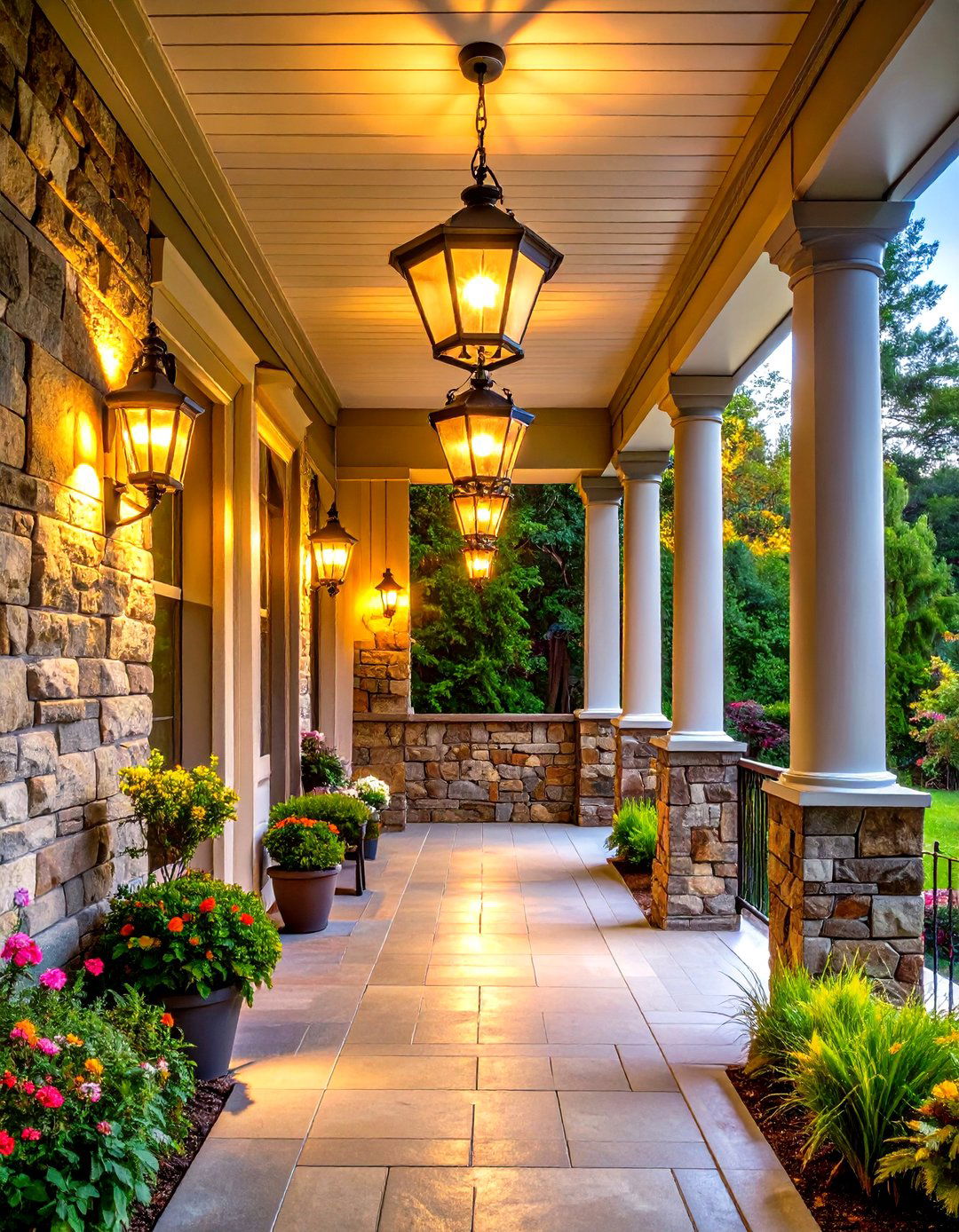 Layered Porch Lighting Design - 30 porch lighting ideas