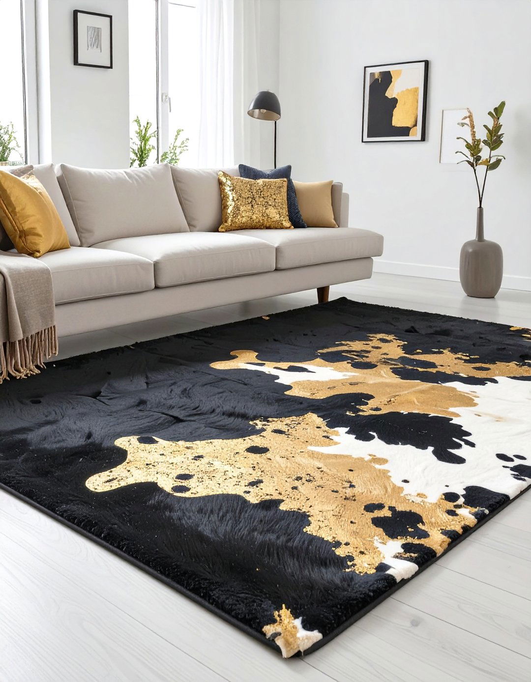 Layered Rugs Living Room - 30 black and gold living room ideas