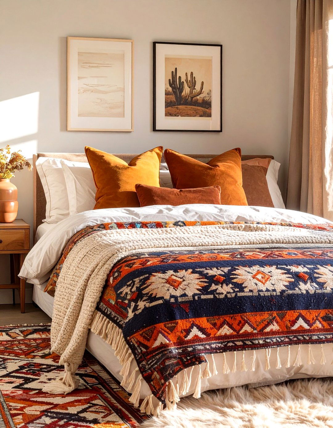 Textiles Layering 30 Southwestern Interior Design Ideas for Warmth - We Love Home Blog