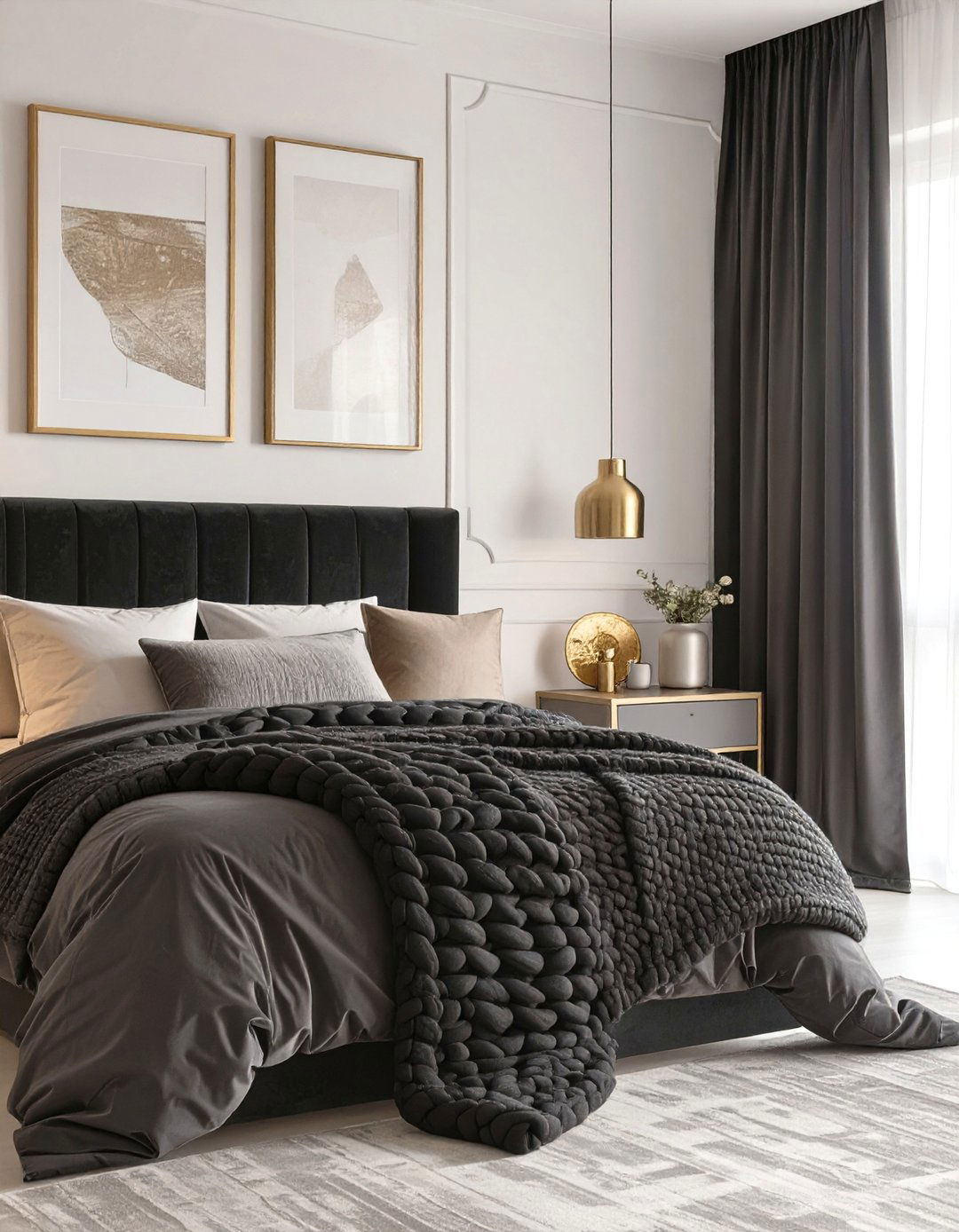 Layering Textures in a Monochrome Bedroom