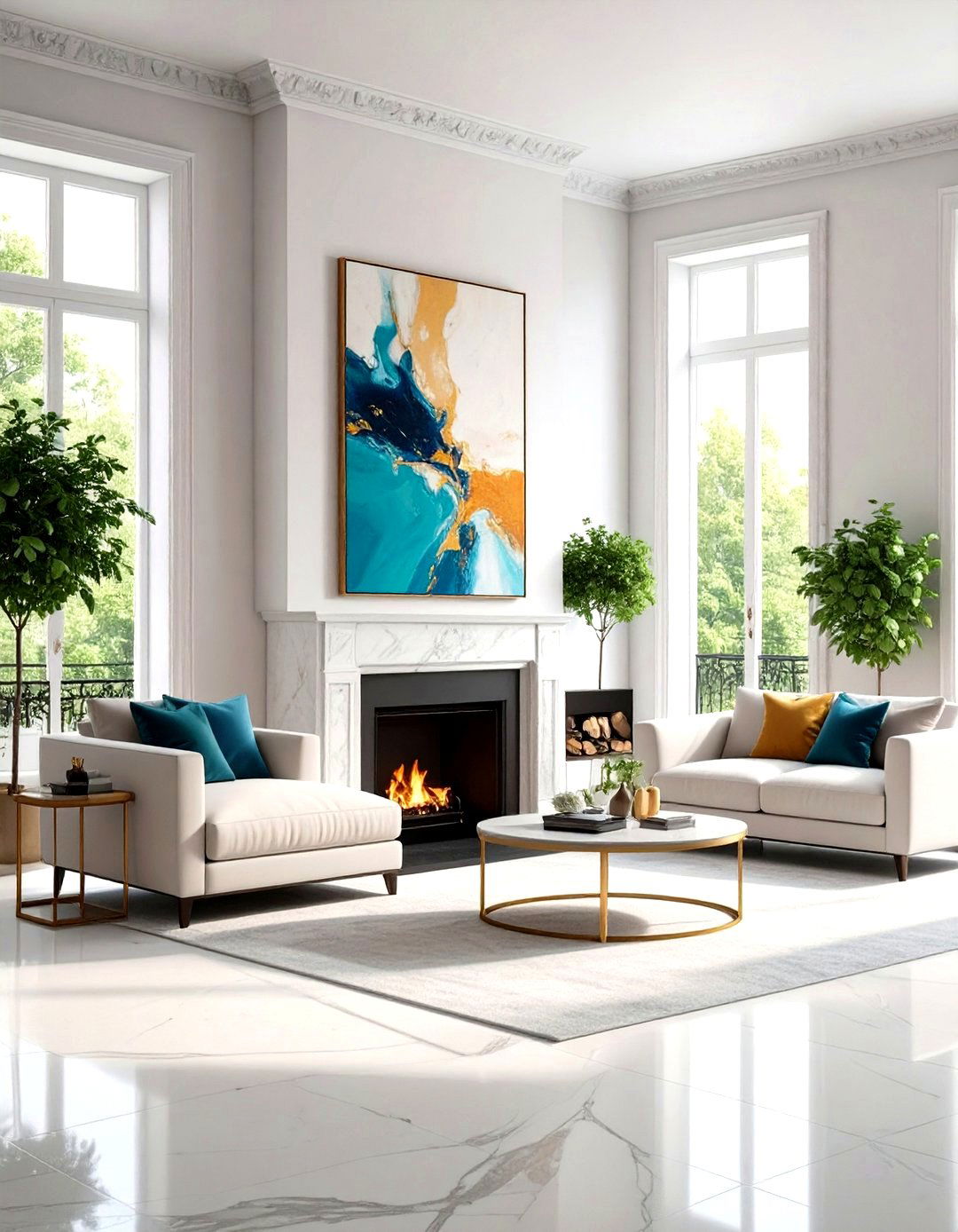 Leaning Artwork Casually - 30 parisian interior design ideas