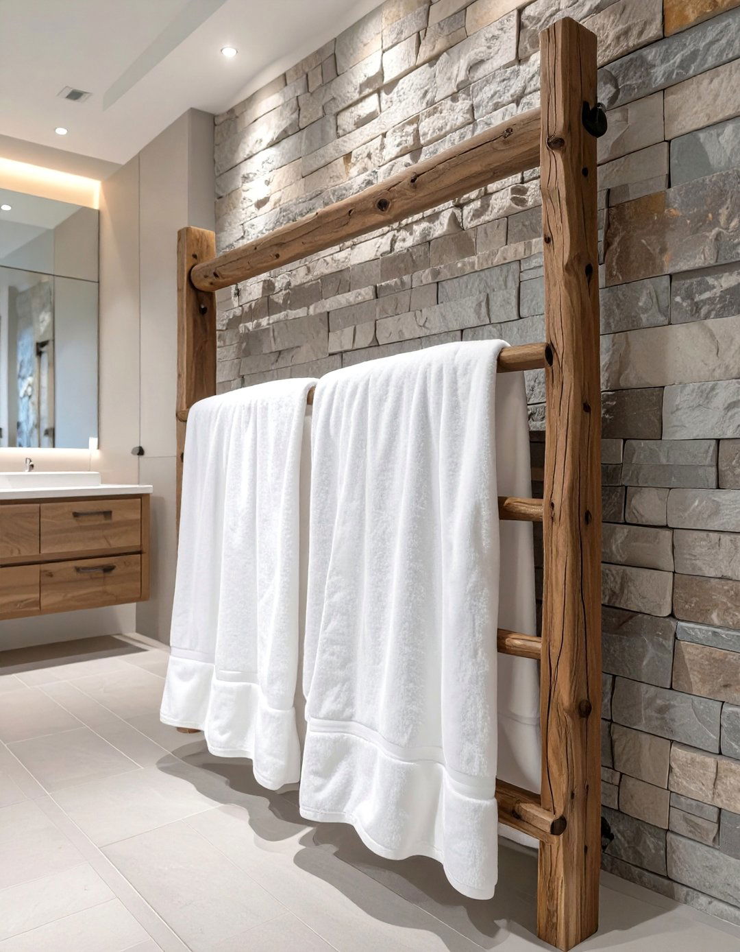Leaning Blanket Rack - 30 bathroom towel rack ideas