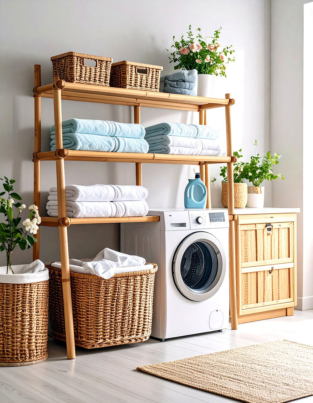 Leaning Ladder Laundry Room Shelves - 30 laundry room shelves ideas