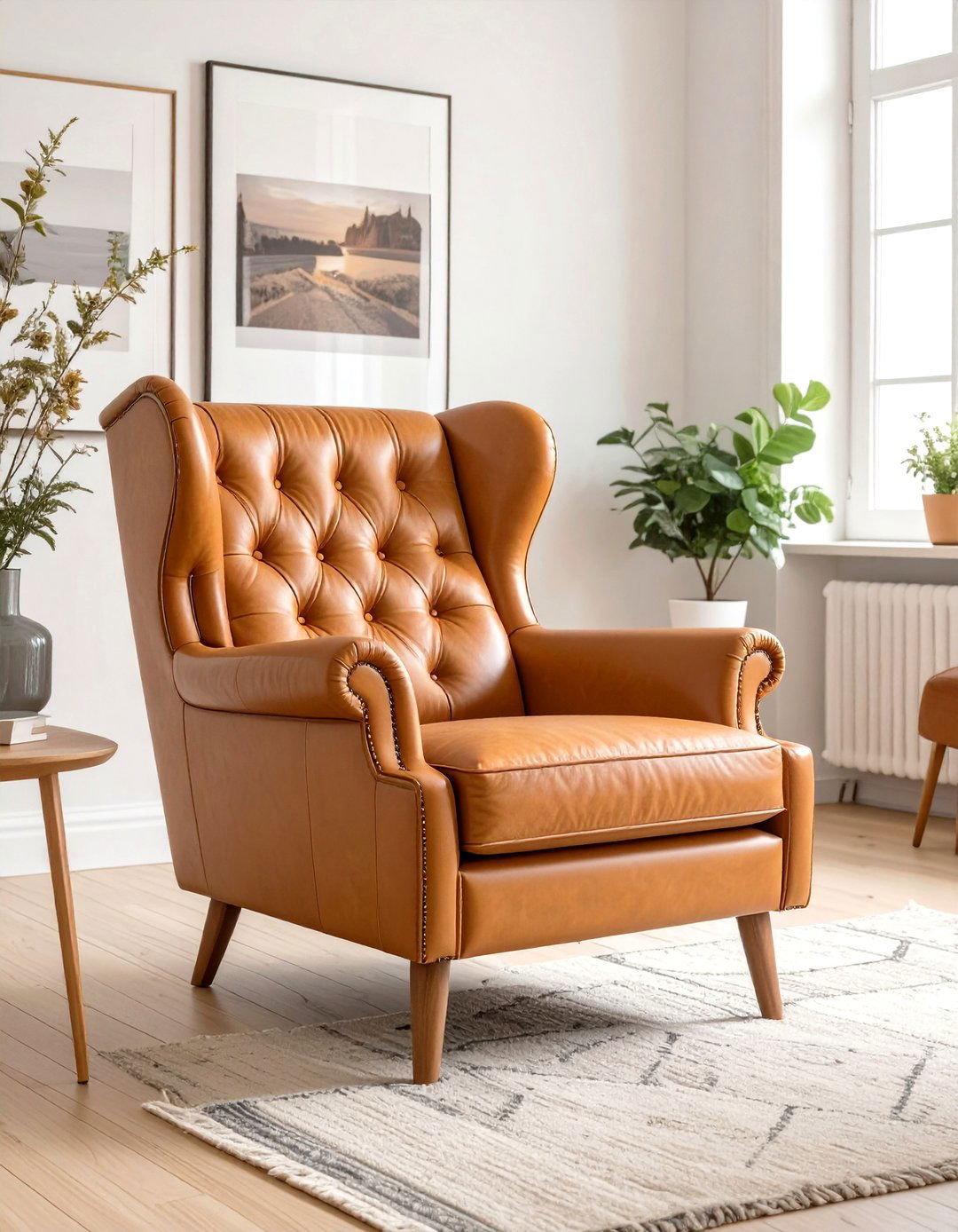 Leather Accents - 30 scandinavian design living room ideas