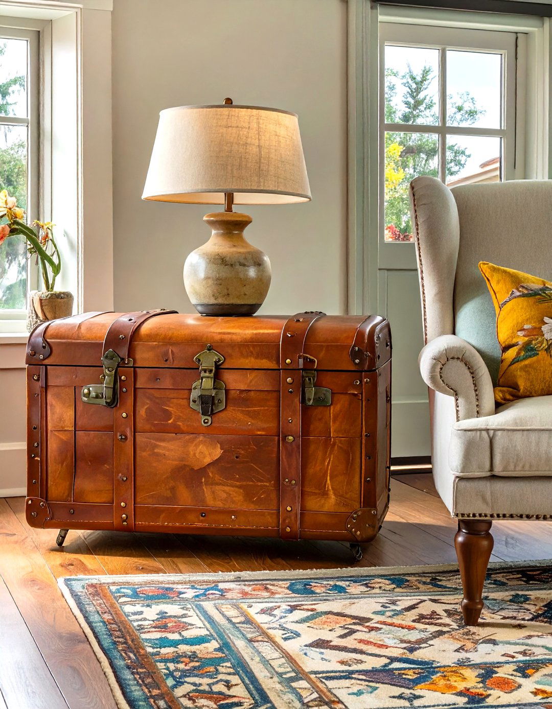 Leather Bound Storage Trunks - 30 western living room ideas
