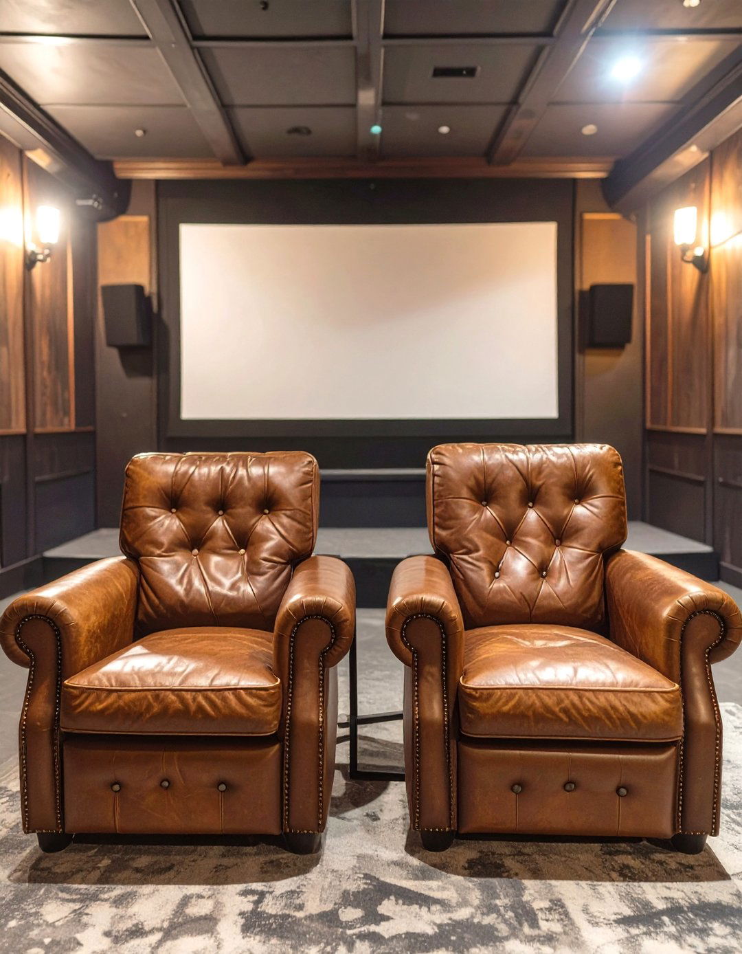 Leather Club Chairs - 30 small home theater seating ideas