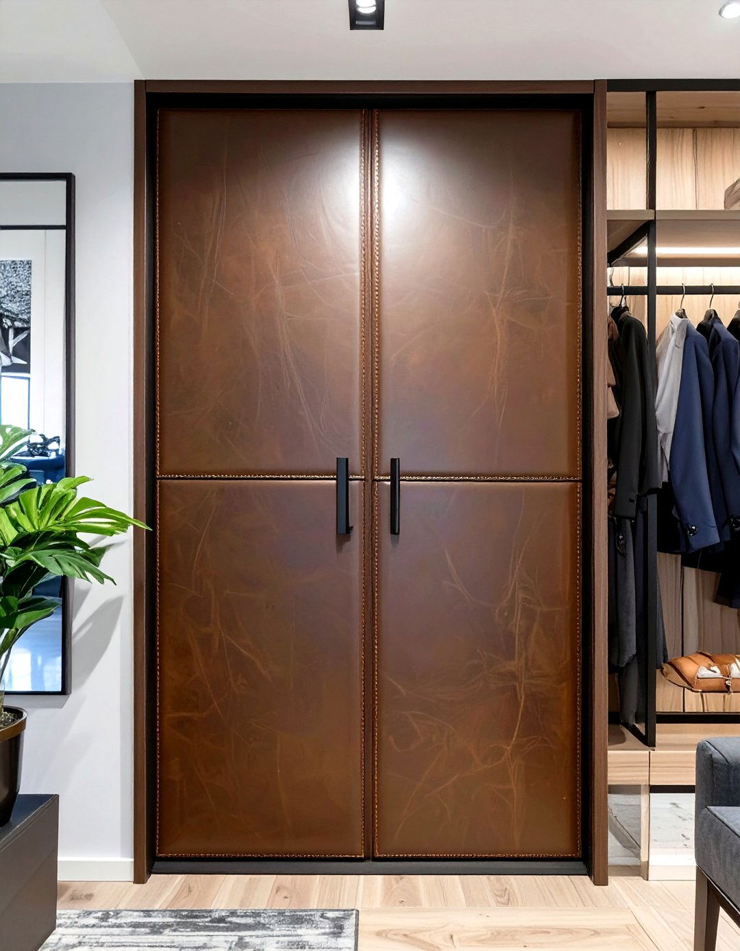 Leather Covered Closet Doors - 30 small closet door ideas