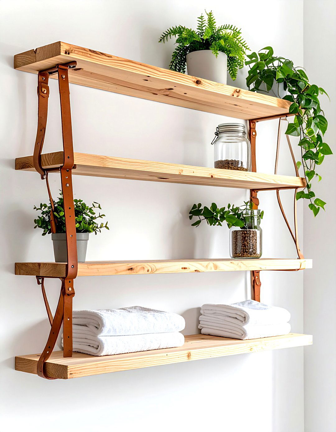 Leather Strap Laundry Room Shelves - 30 laundry room shelves ideas