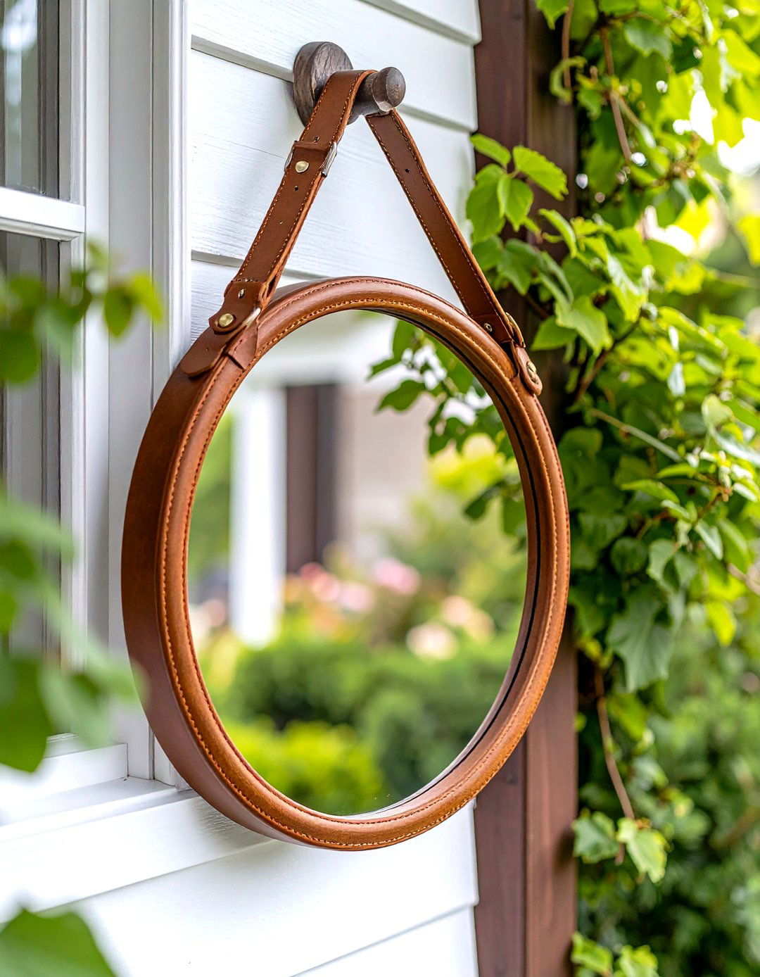 Leather Strapped Entryway Mirror - 30 entryway mirror ideas