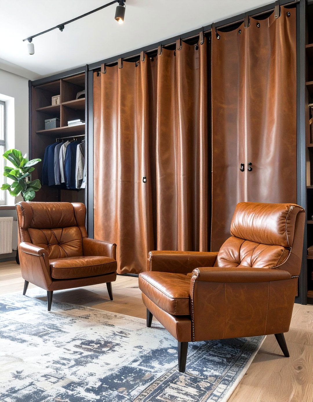 Leather or Faux Leather Curtain - 30 alternative to closet door ideas
