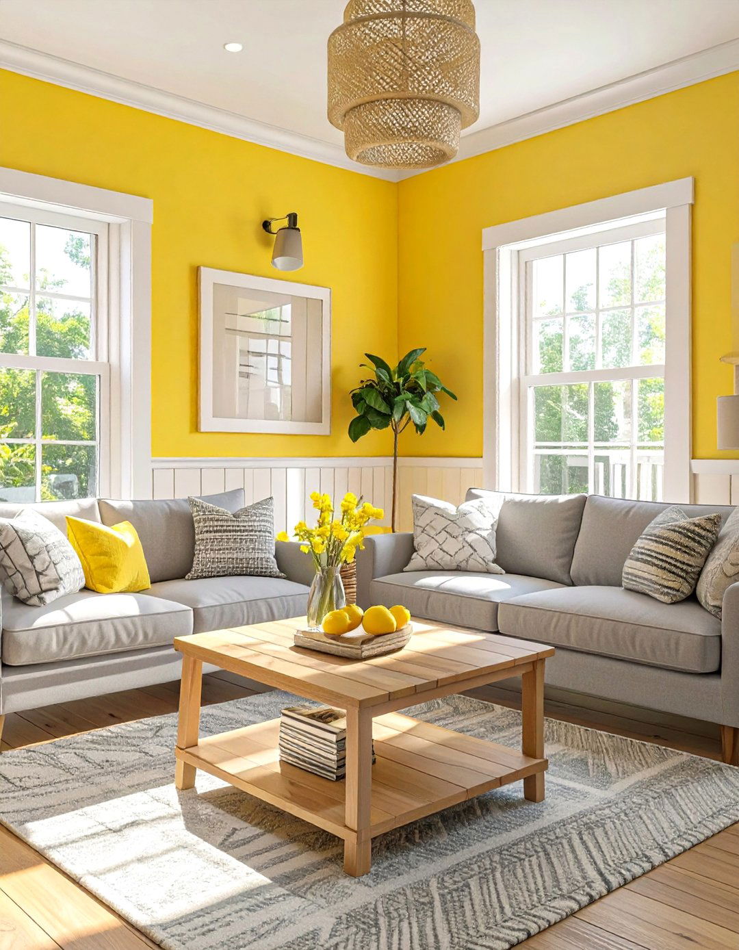 Lemon Drop Yellow Living Room - 30 color trends 2025 living room interior design trends 2025