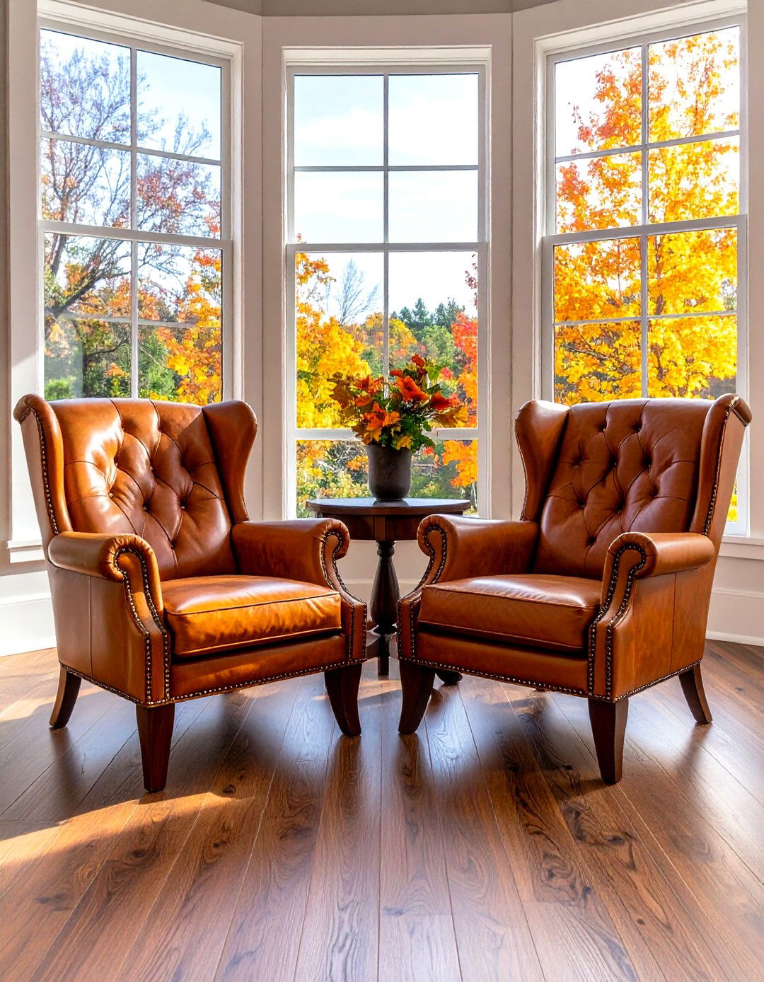 Library Style Reading Chairs - 30 living room bay window ideas